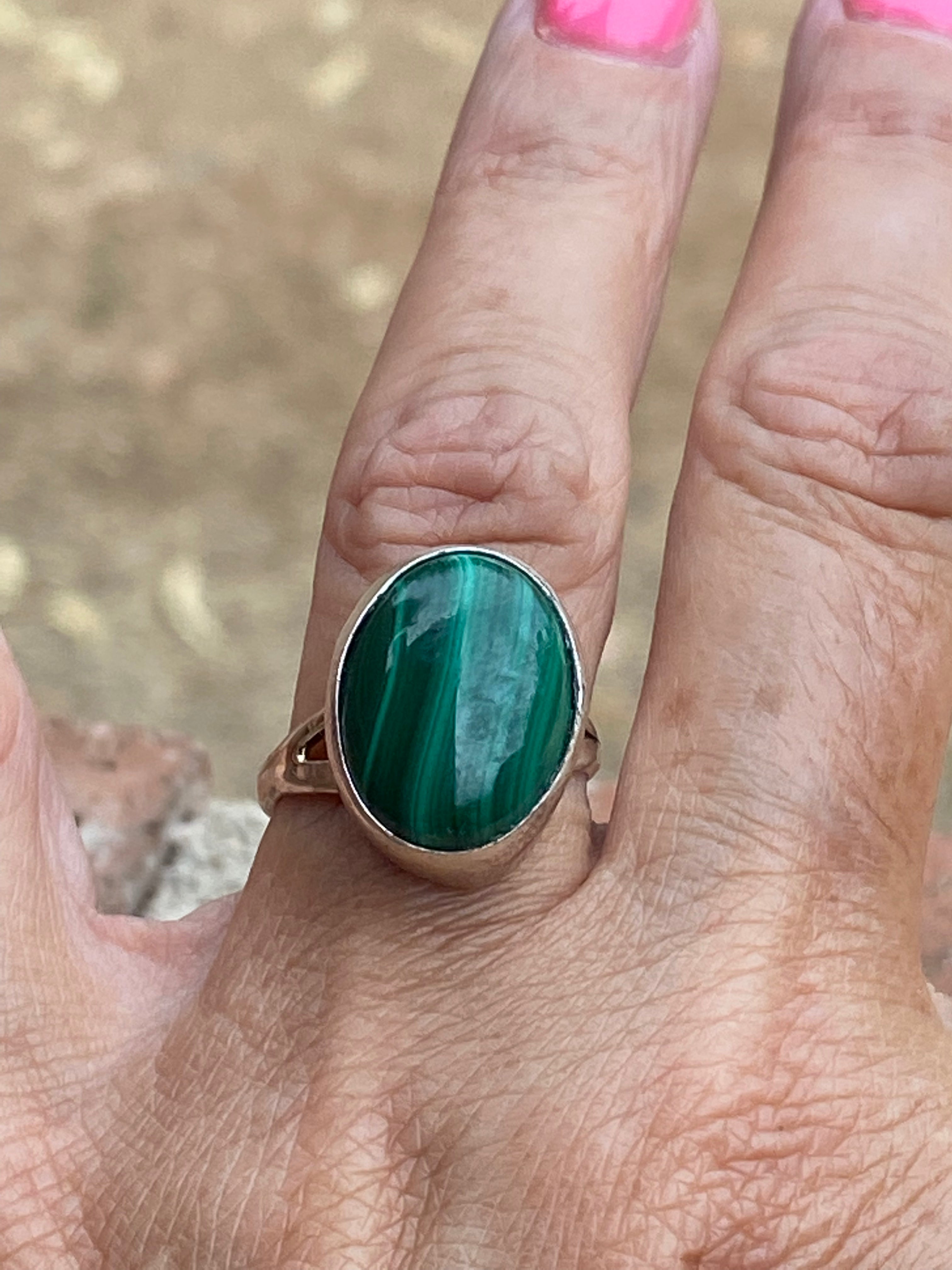 Handcrafted Malachite & Sterling Silver Rings