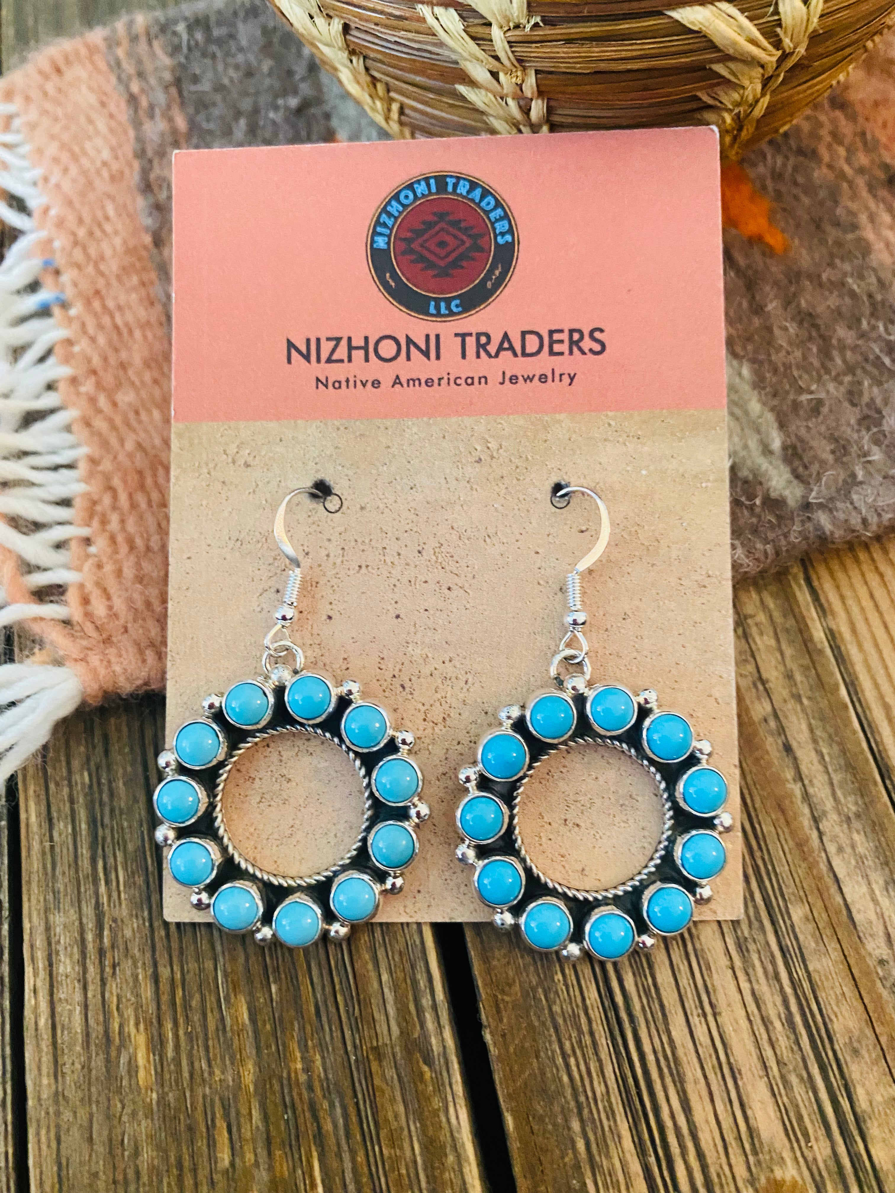 Handcrafted Sleeping Beauty Turquoise & Sterling Silver Dangle Earrings