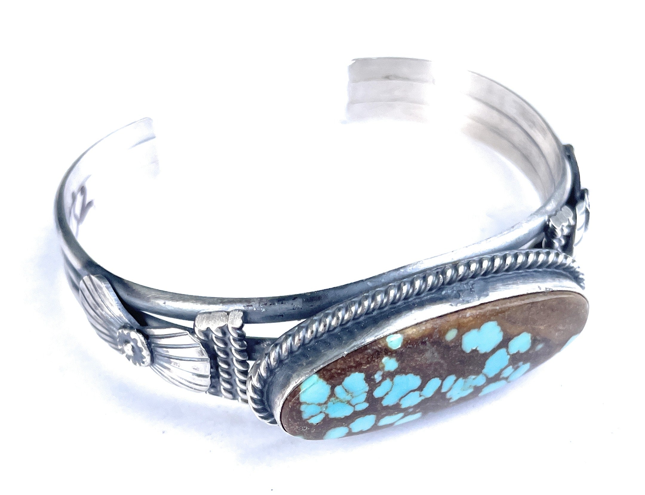Handcrafted Sterling Silver & Turquoise Adjustable Cuff Bracelet Signed