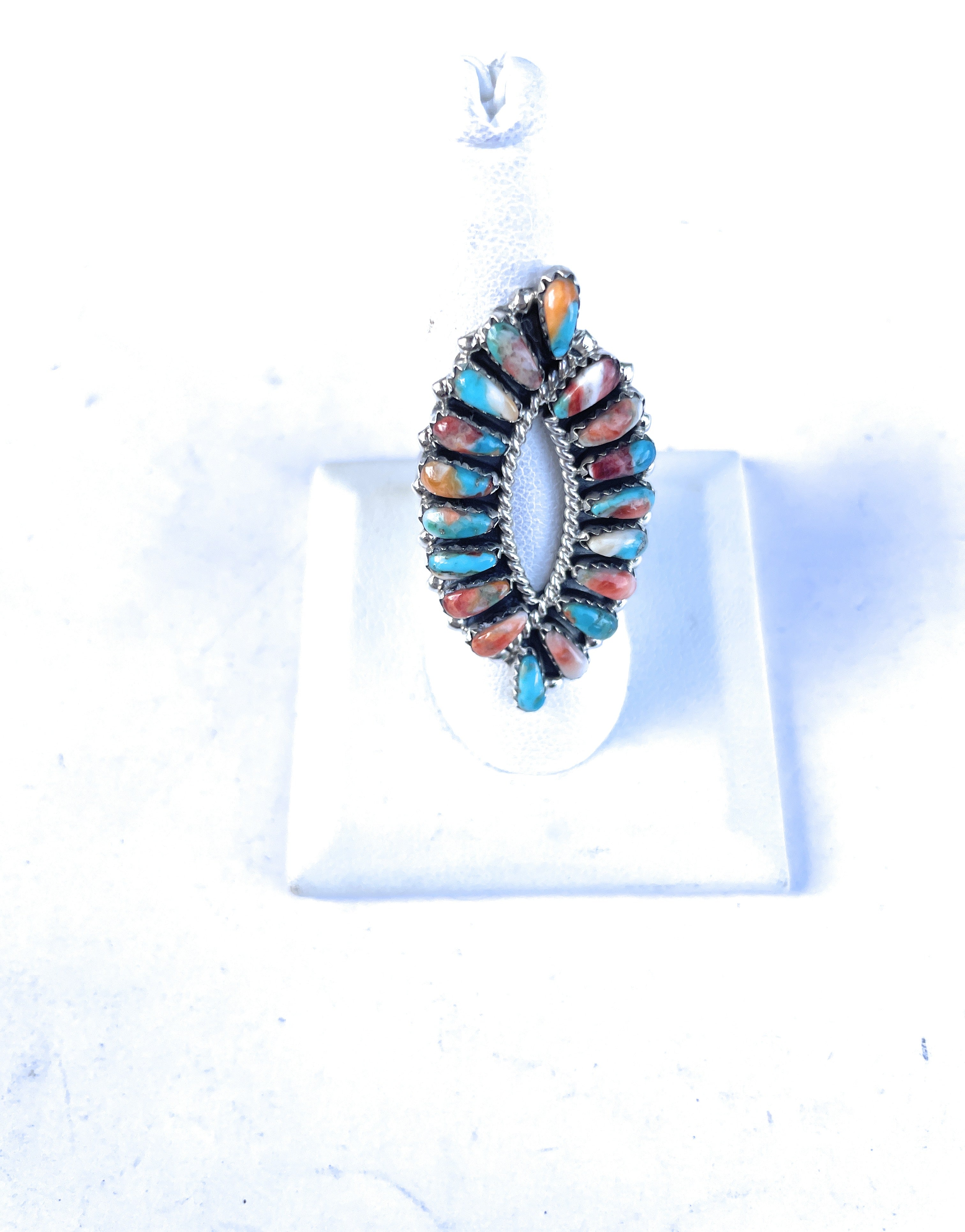 Handcrafted Double Swirl Spice And Sterling Silver Ring Signed