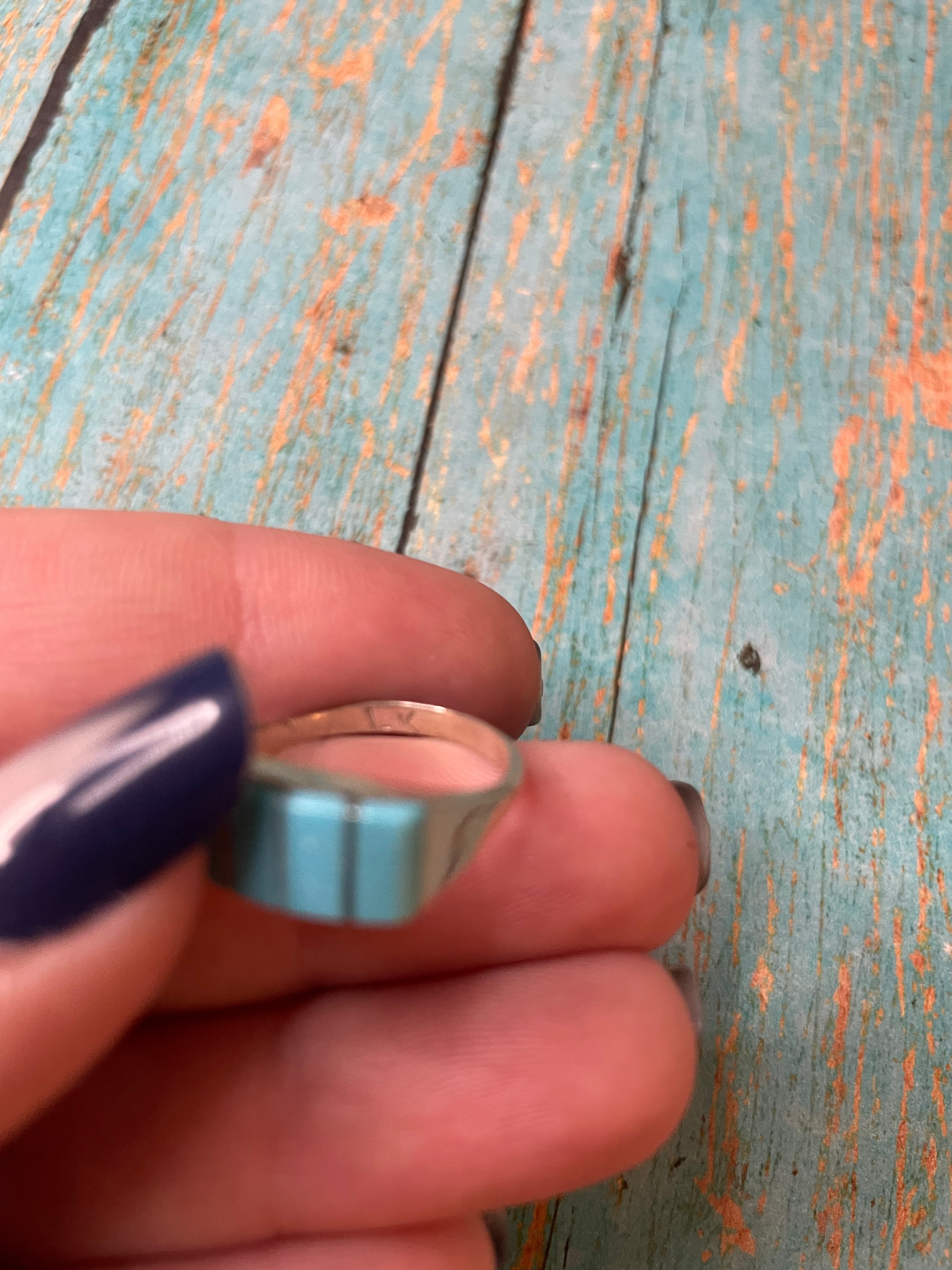 Handcrafted 5 Stone Inlay Turquoise & Sterling Silver Ring Signed