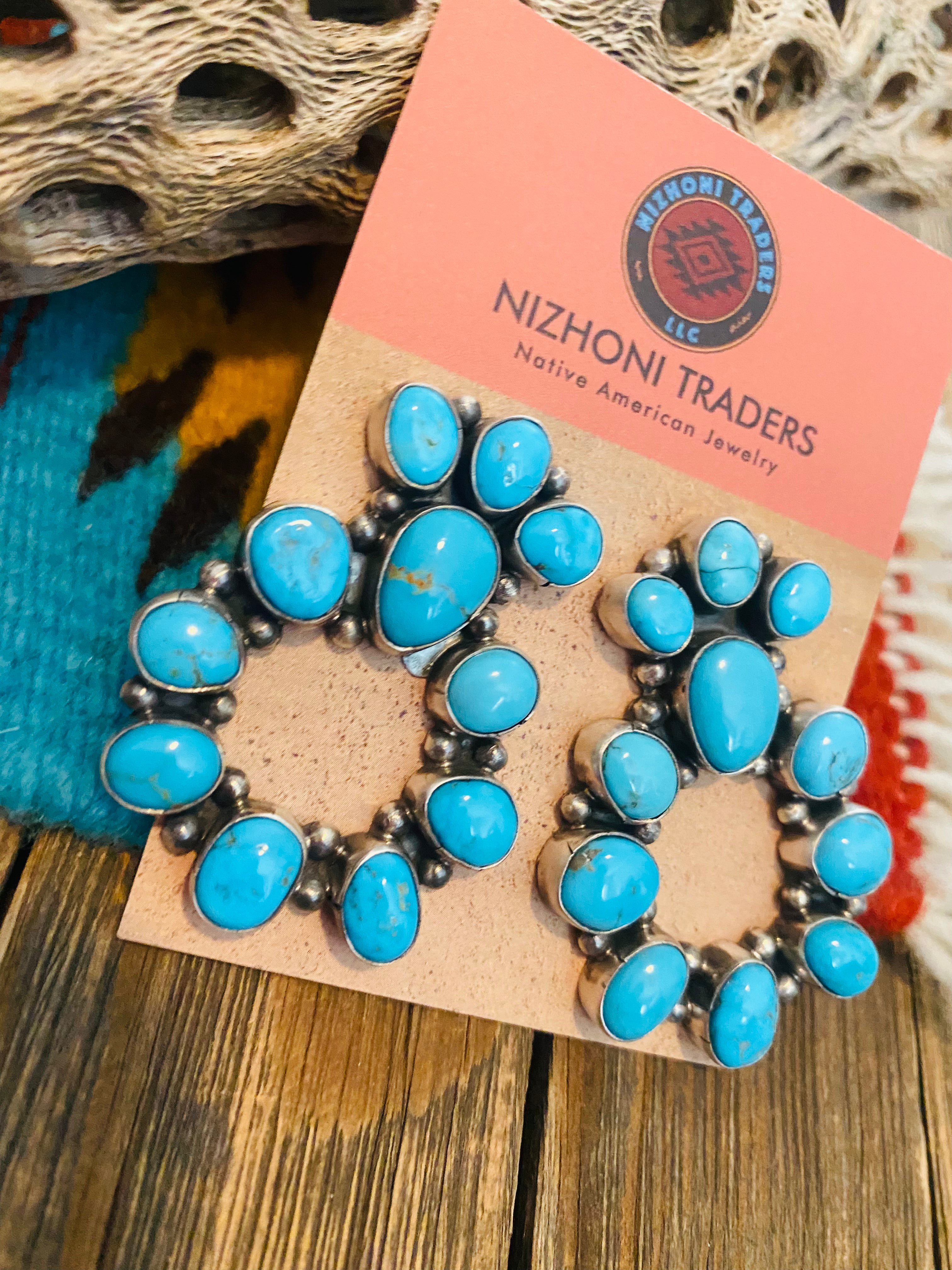 Handcrafted Sleeping Beauty Turquoise & Sterling Silver Dangle Earrings