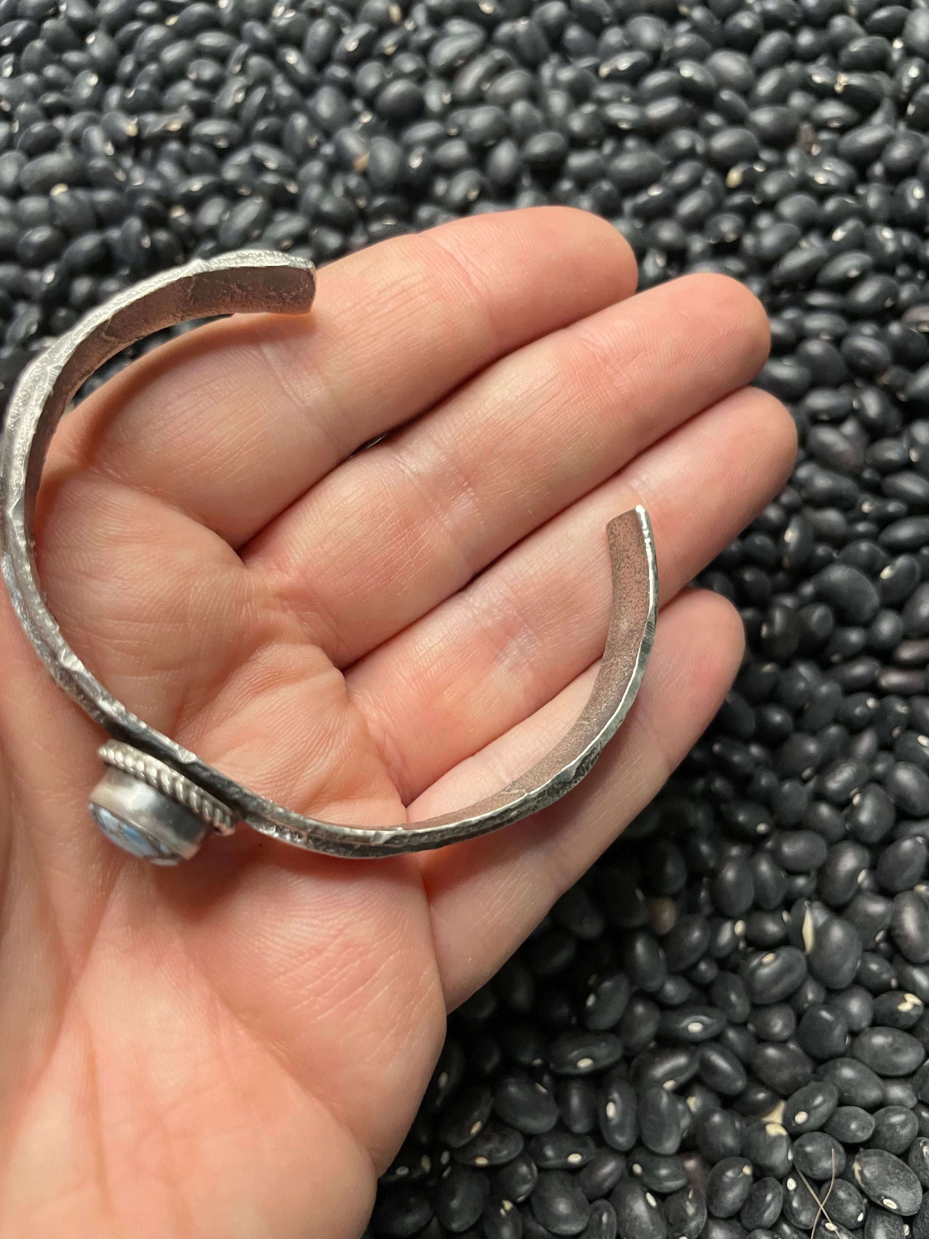 Navajo Golden Hills Turquoise & Sterling Silver Tufa Cast Cuff Bracelet Signed