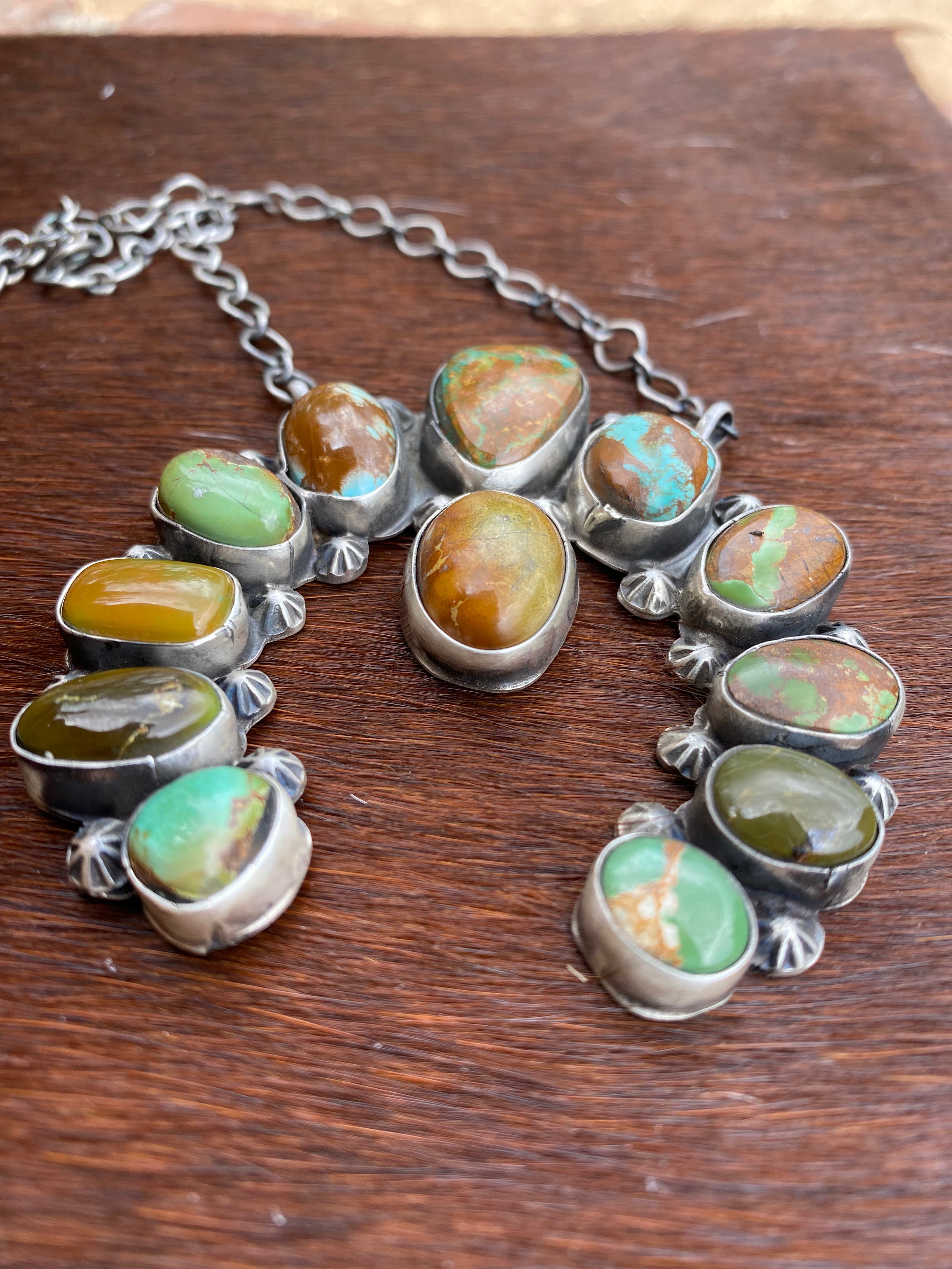 Royston Turquoise Naja Necklace By Bobby Johnson Signed