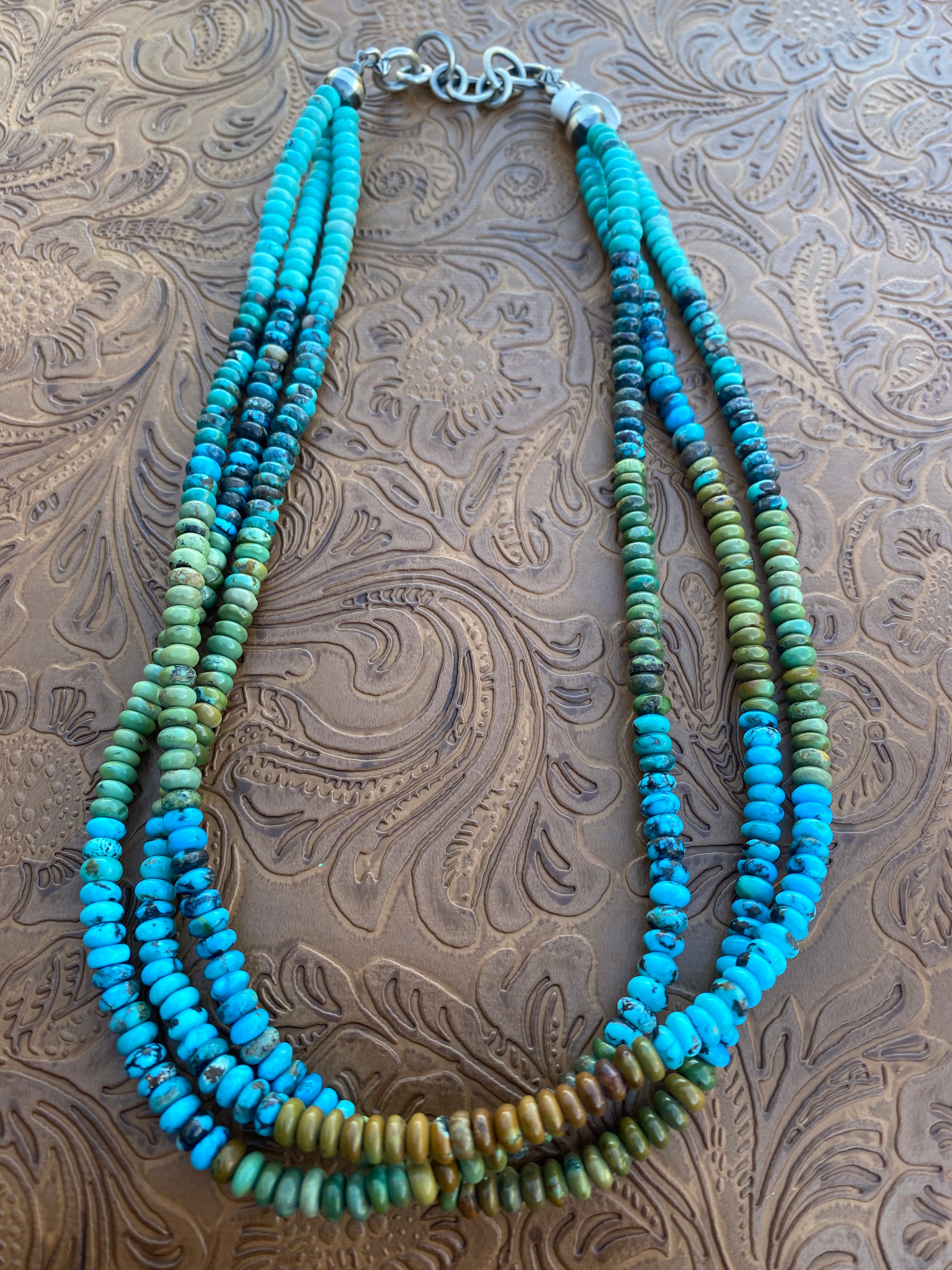 Handcrafted 3 Strand Kingman Turquoise 16-18 inches