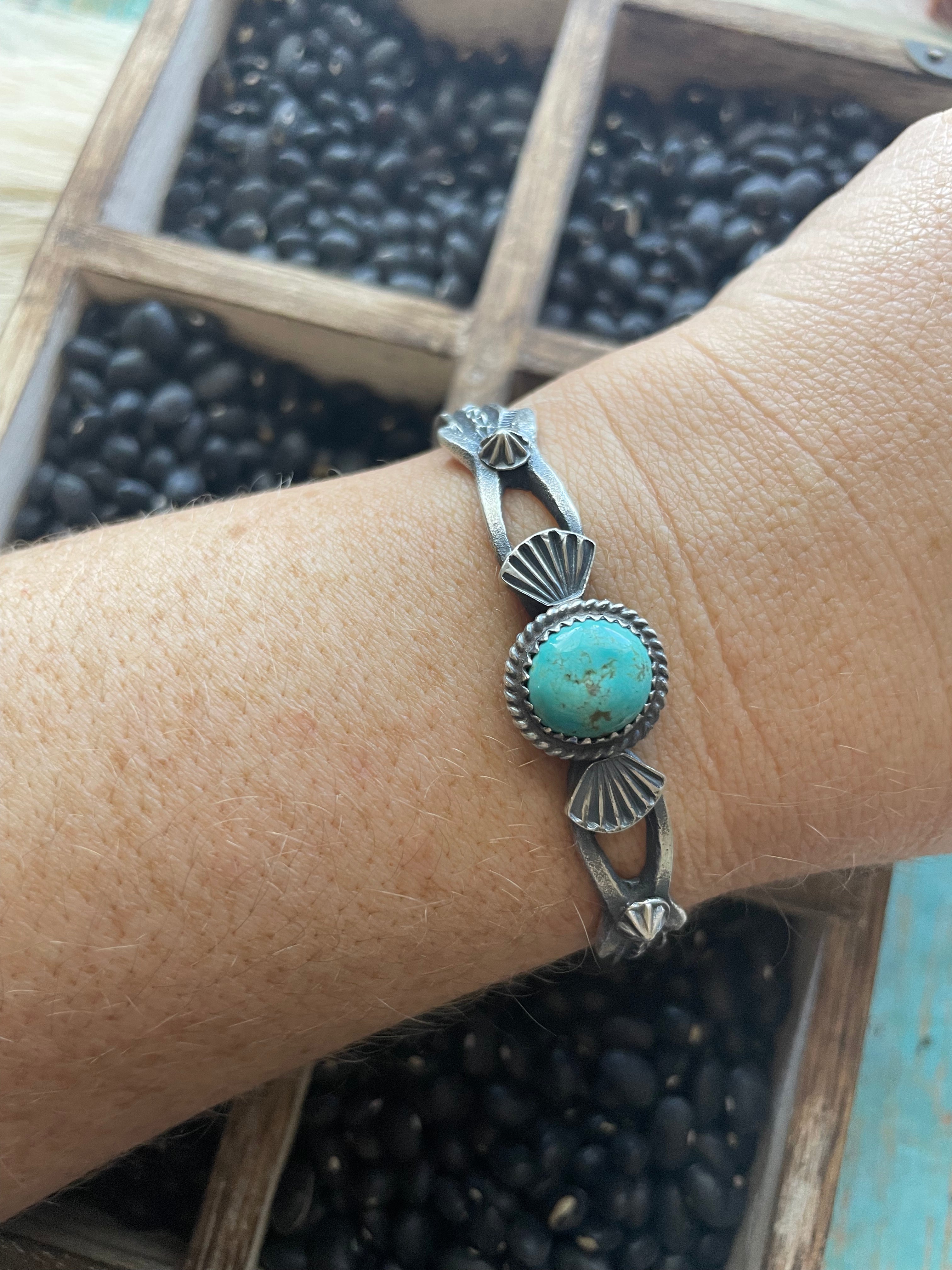 Handcrafted Sterling Cuff & Turquoise Cuff Bracelet Signed Kevin Billah