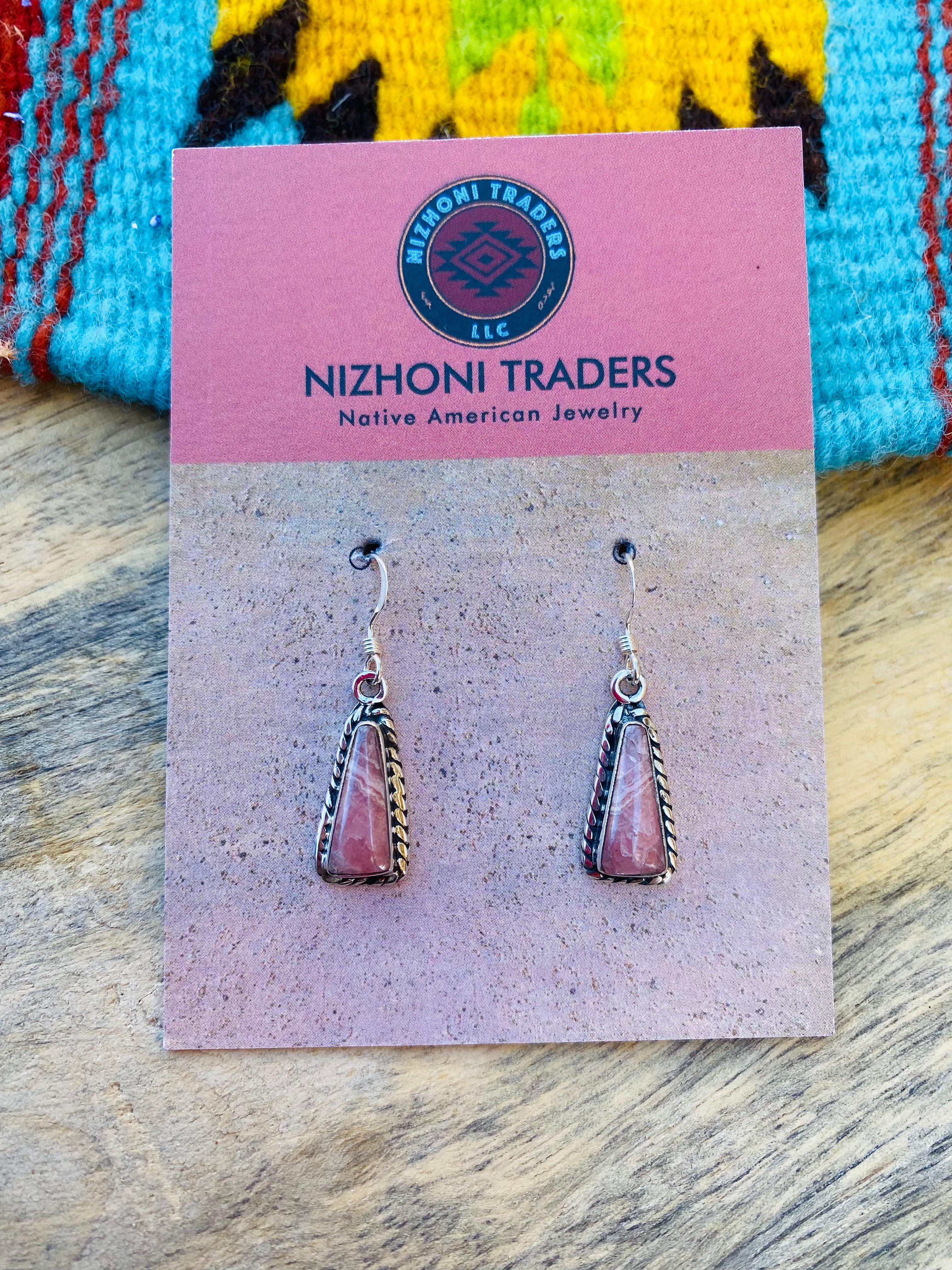 Handcrafted Sterling Silver & Rhodochrosite Dangle Earrings