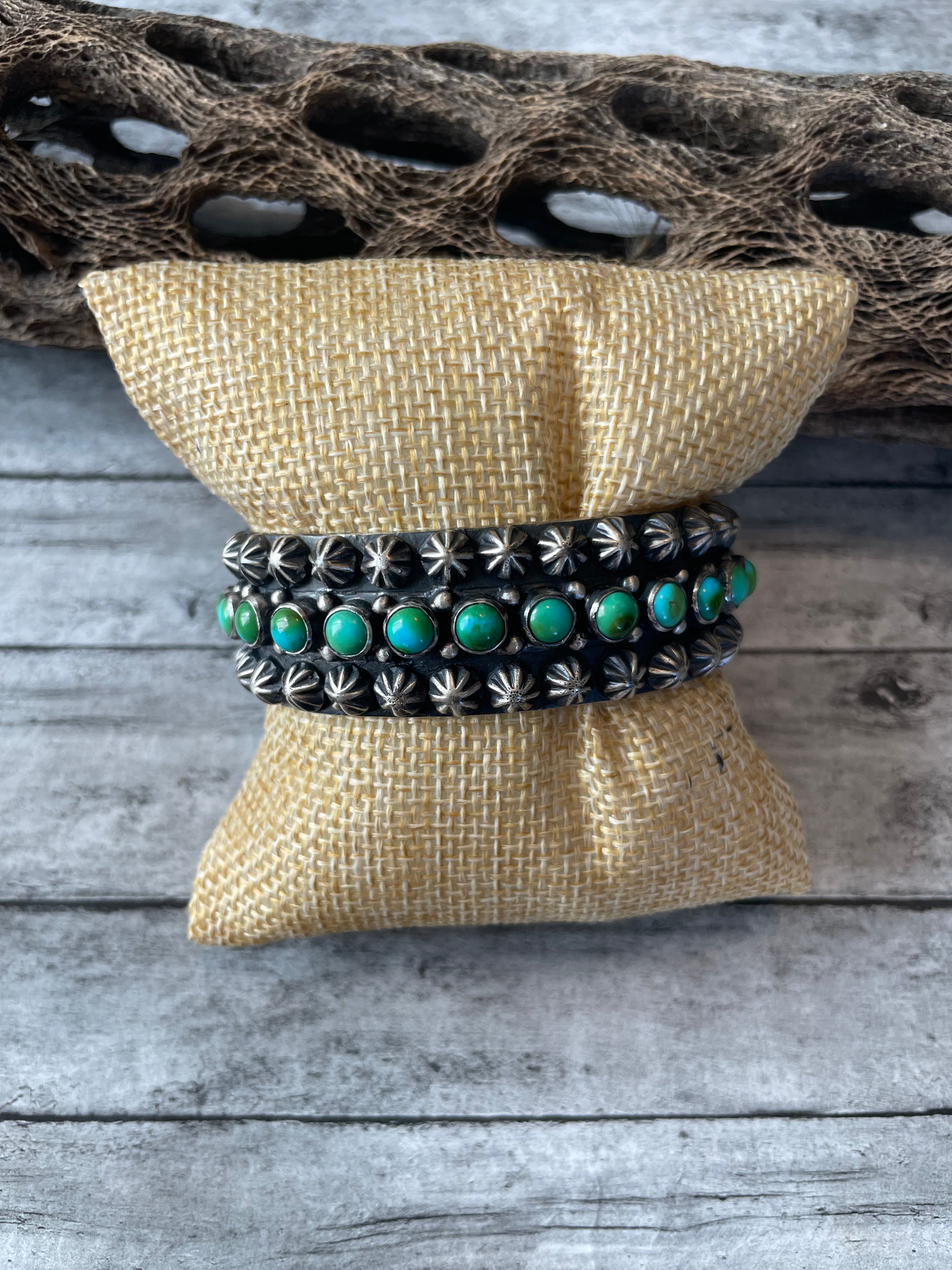 Navajo Sterling Sonoran Mountain Turquoise Cuff Bracelet by Akee Douglas /