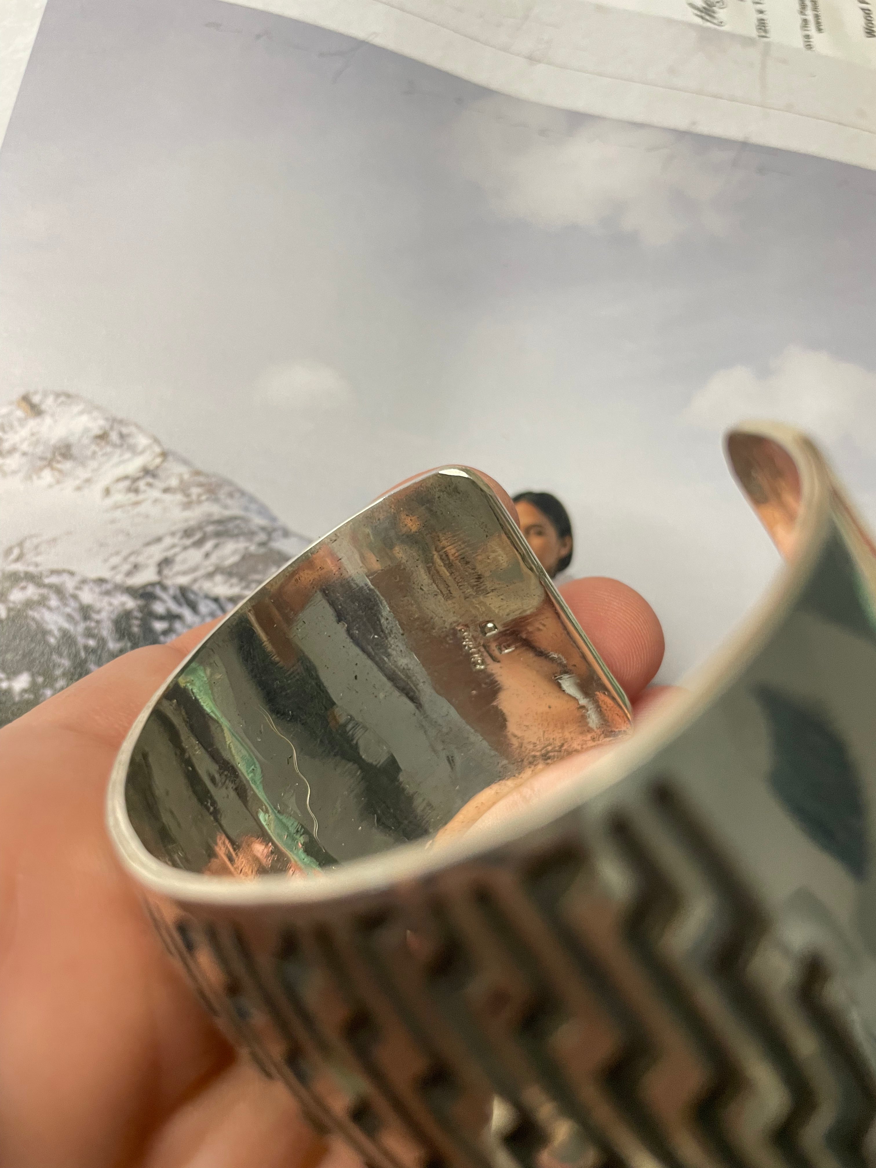 Handcrafted Sterling Silver Southwest Bracelet Cuff Signed