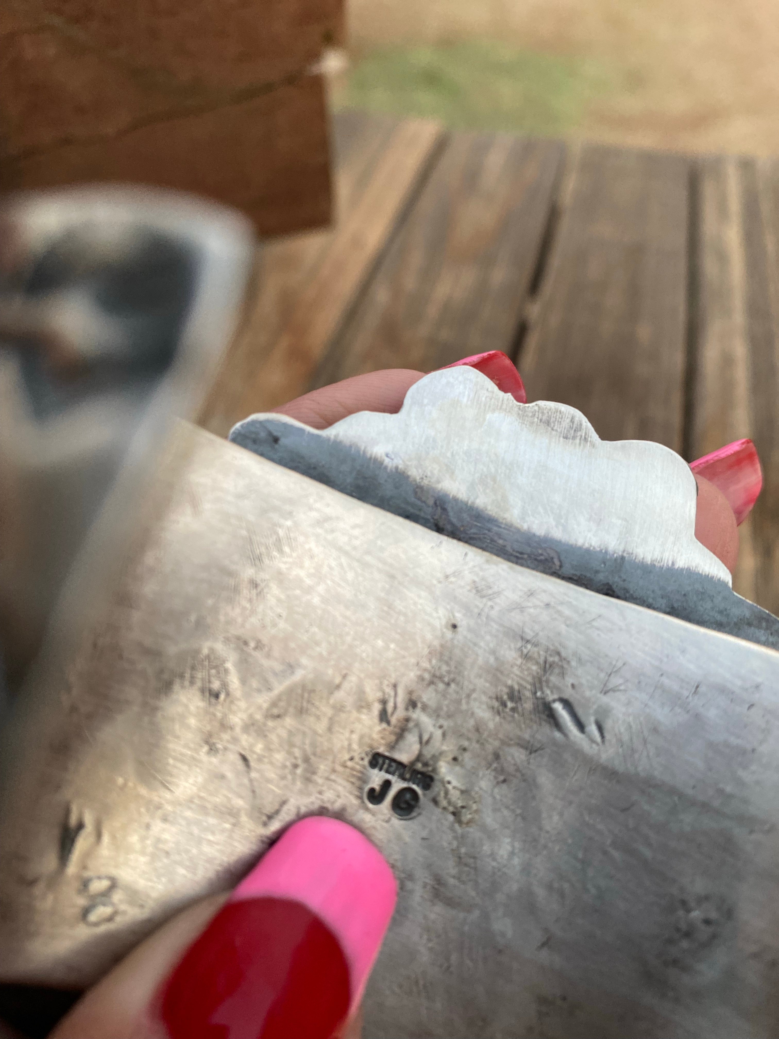 Handcrafted Kingman Turquoise & Spiny Sterling Silver Bracelet Signed /