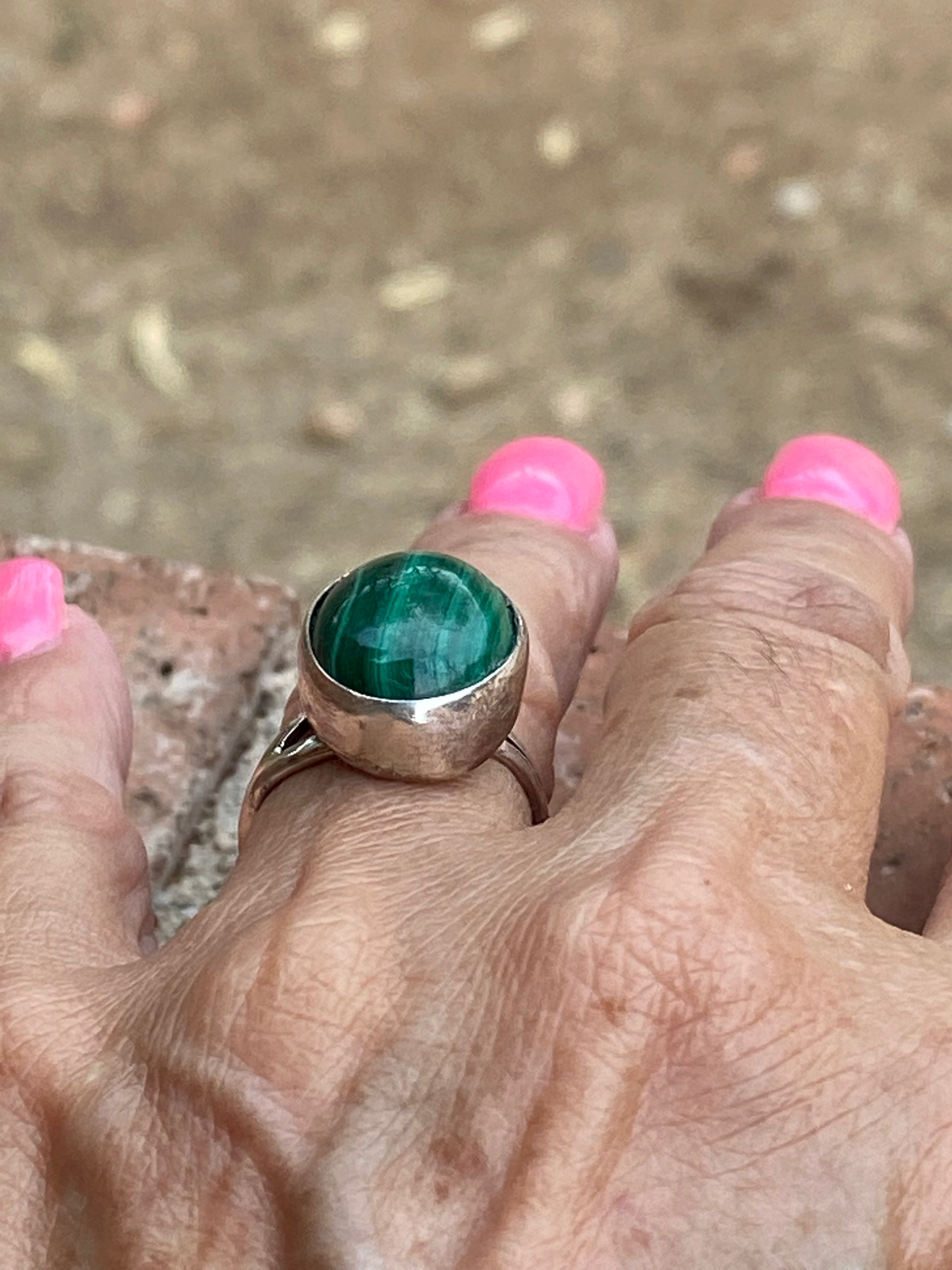 Handcrafted Malachite & Sterling Silver Rings
