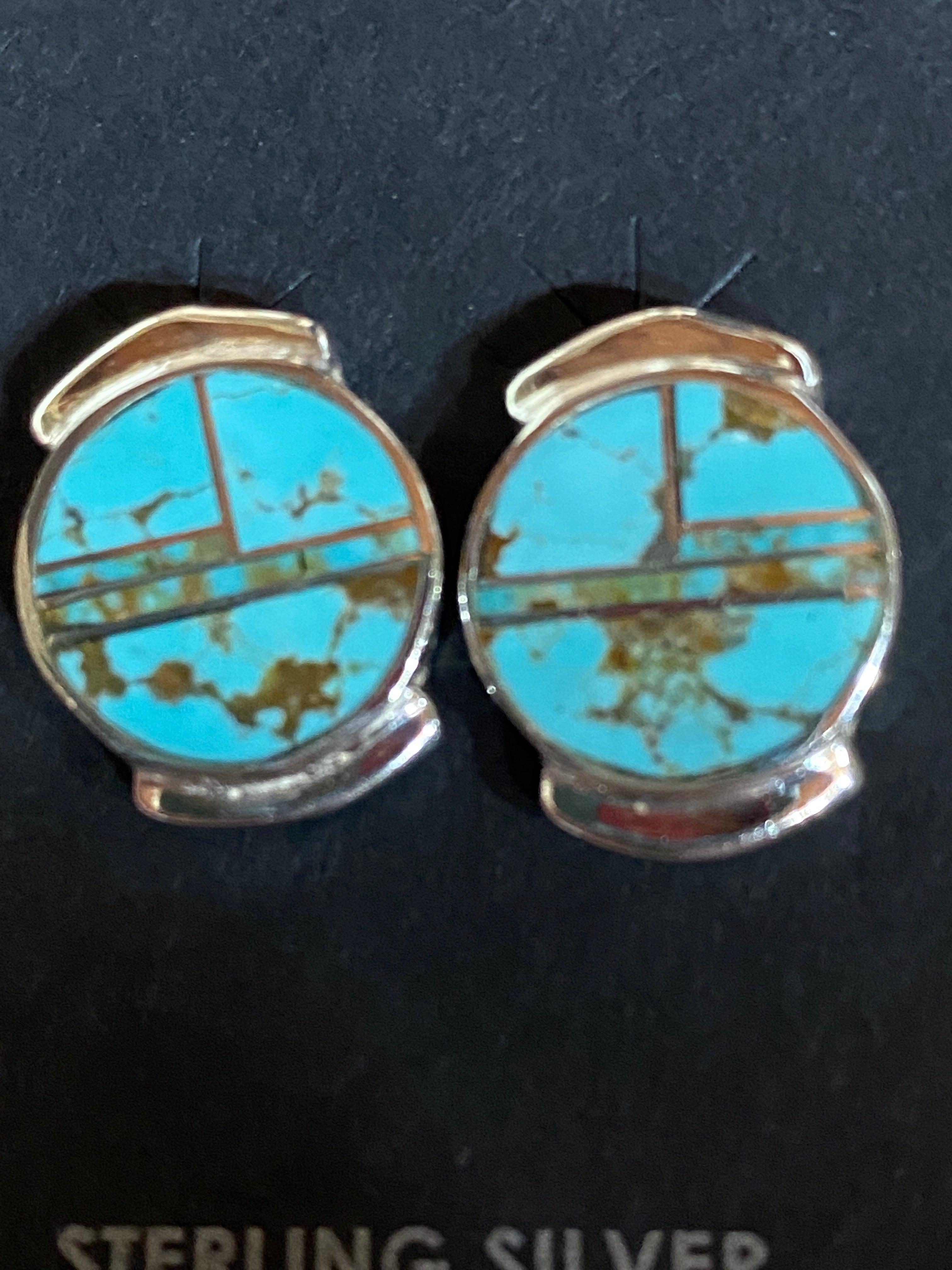 Handcrafted Turquoise #8 & Sterling Silver Stud Earrings