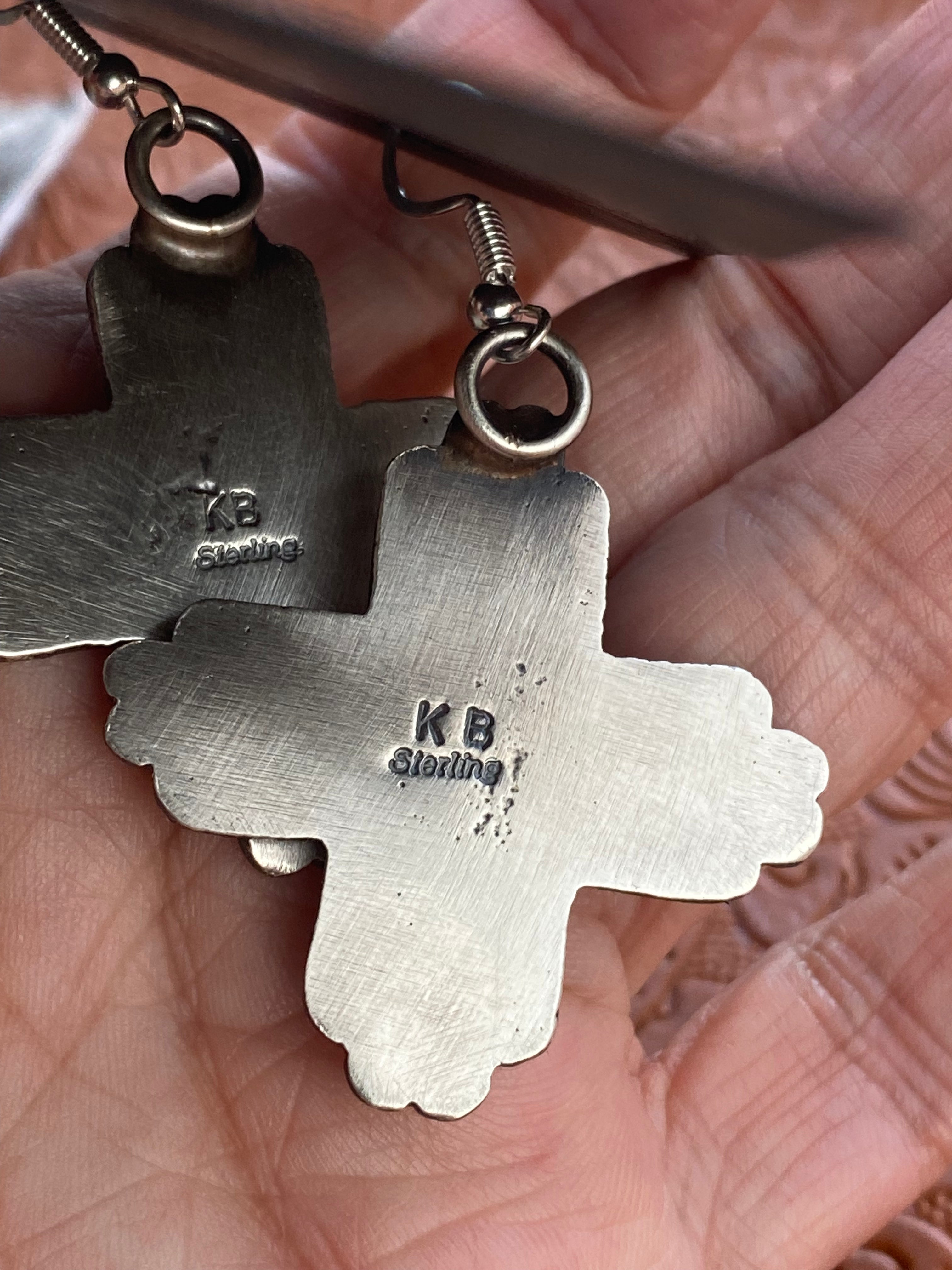 Handcrafted Turquoise & Sterling Silver Zia Dangle Earrings By Kevin Billah