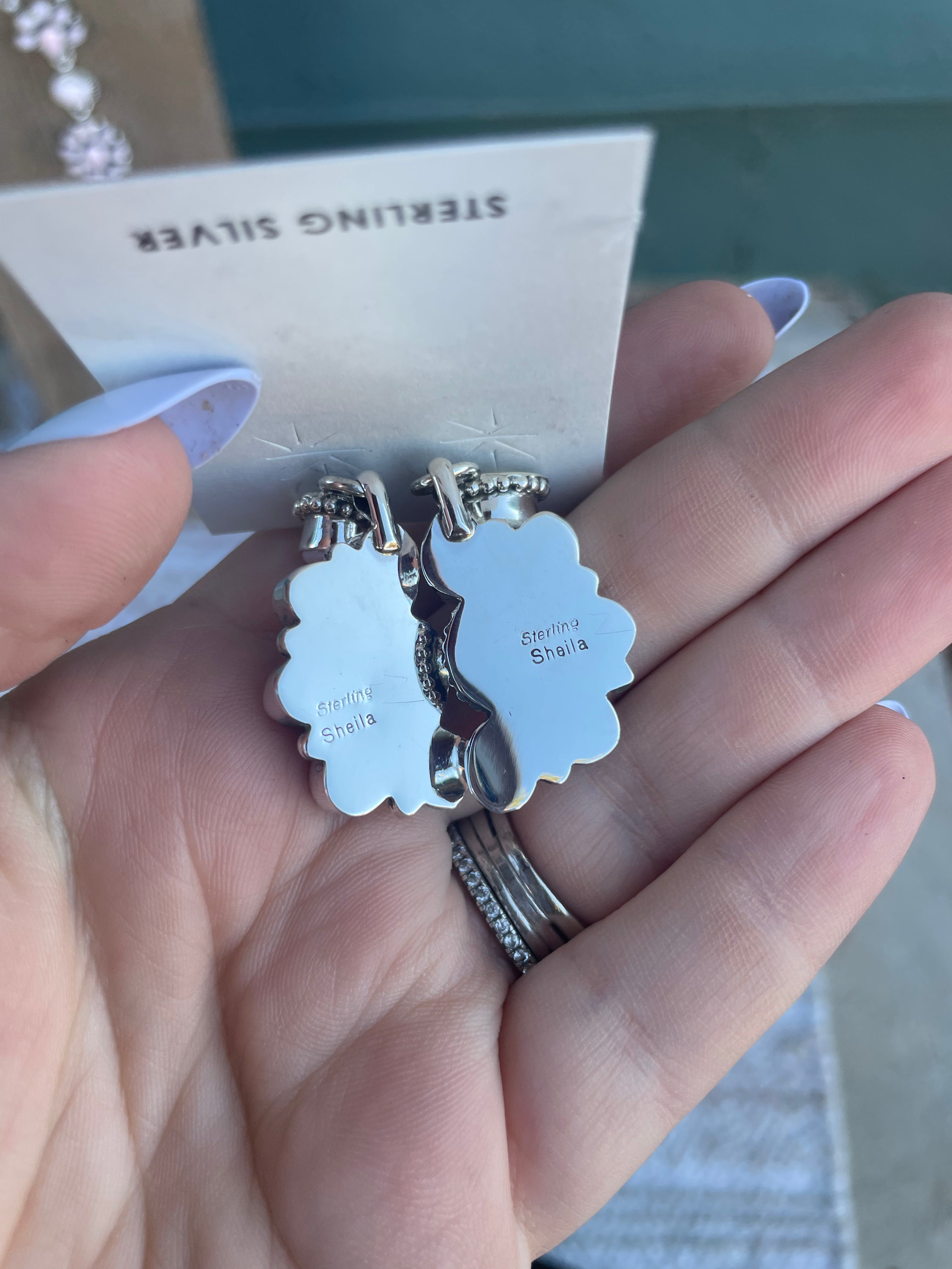 Handcrafted Queen Pink Conch Shell And Sterling Silver Lariat Necklace Earrings Set By Sheila Becenti