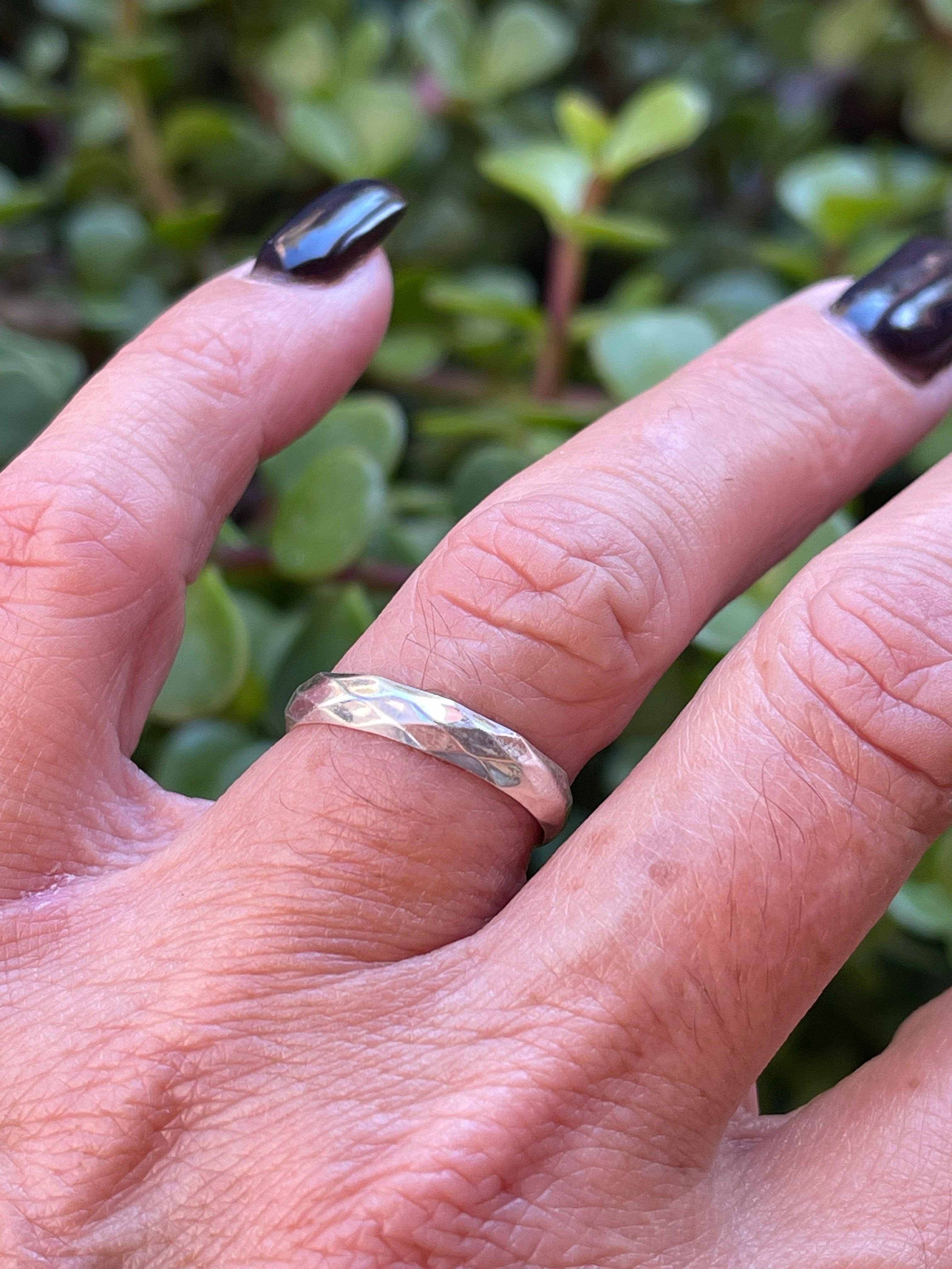 Handcrafted Sterling Silver Diamond Cut Band Stacker