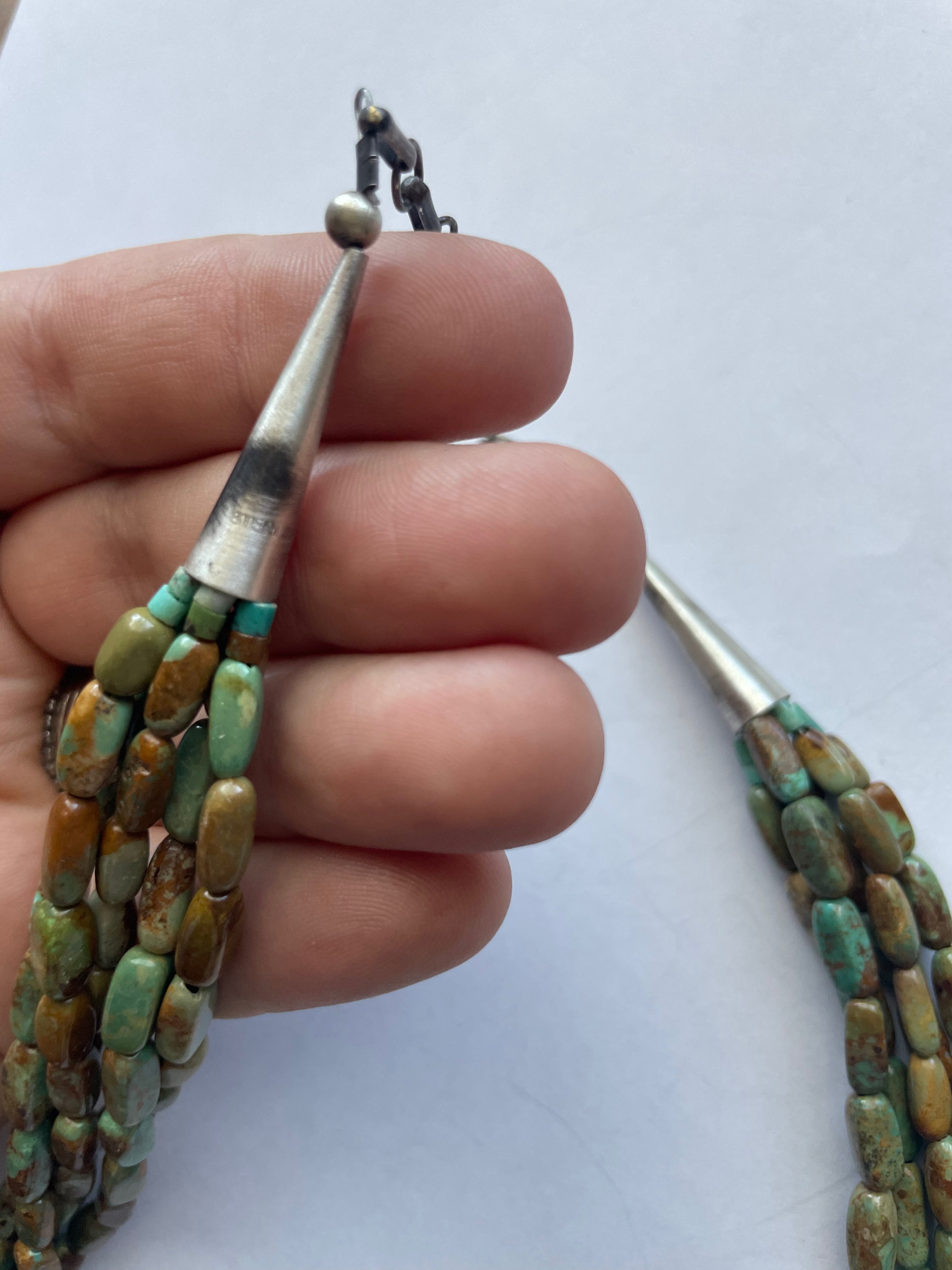 Navajo Multi Stone & Sterling Silver 5 Strand Beaded Necklace