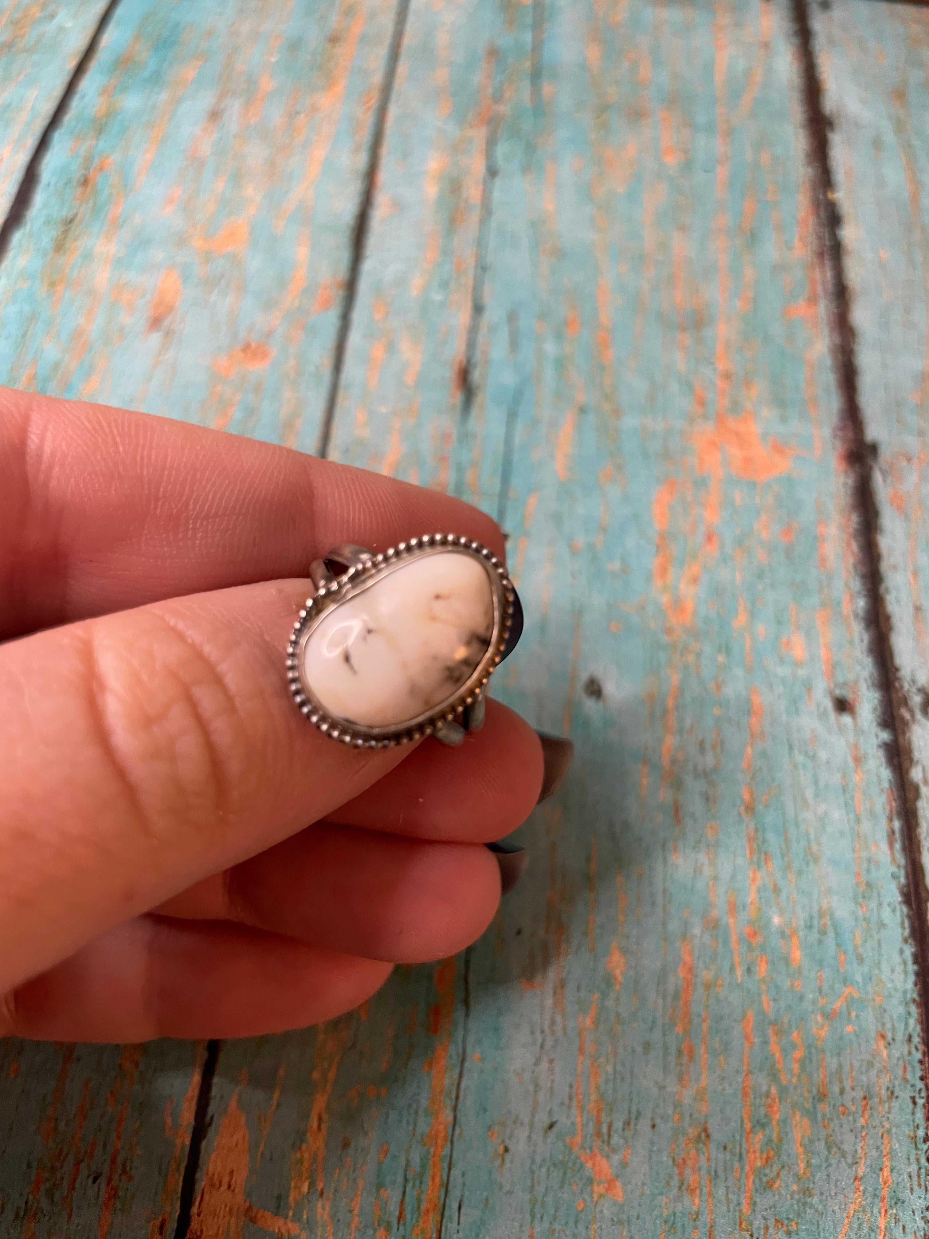 Handcrafted Sterling Silver & White Buffalo Ring