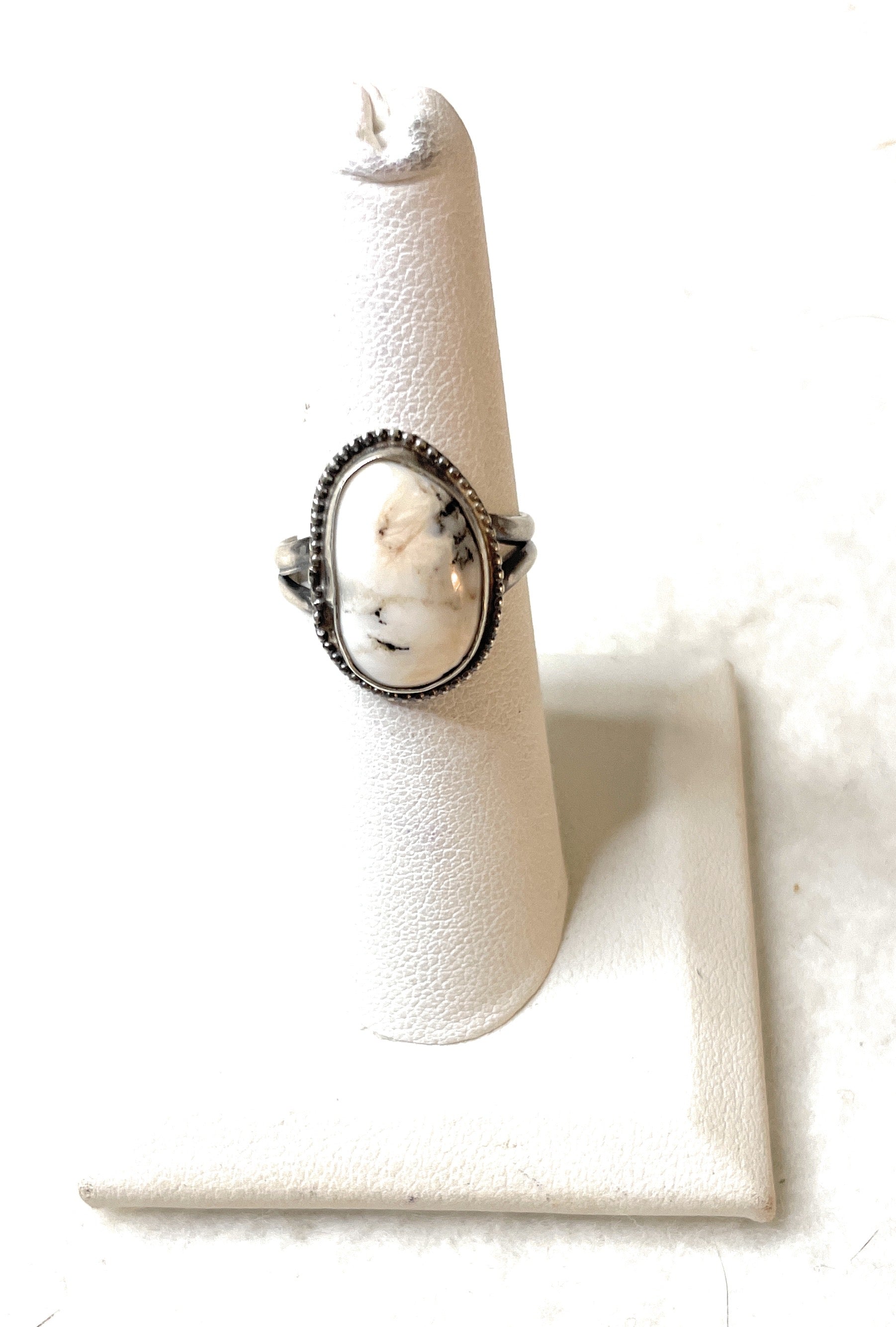 Handcrafted Sterling Silver & White Buffalo Ring