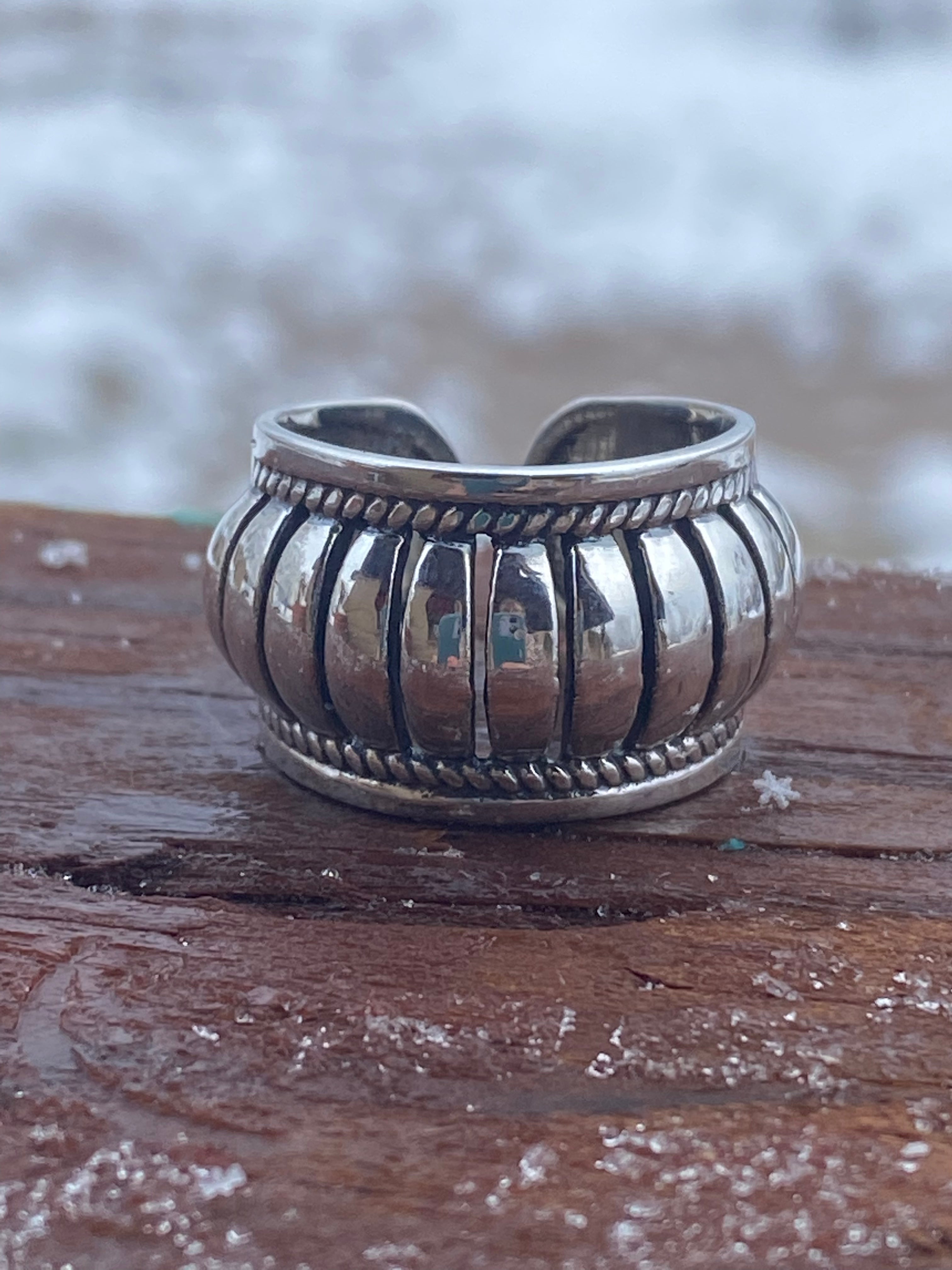 The Cassidy Handmade Sterling Silver Adjustable Wave Band