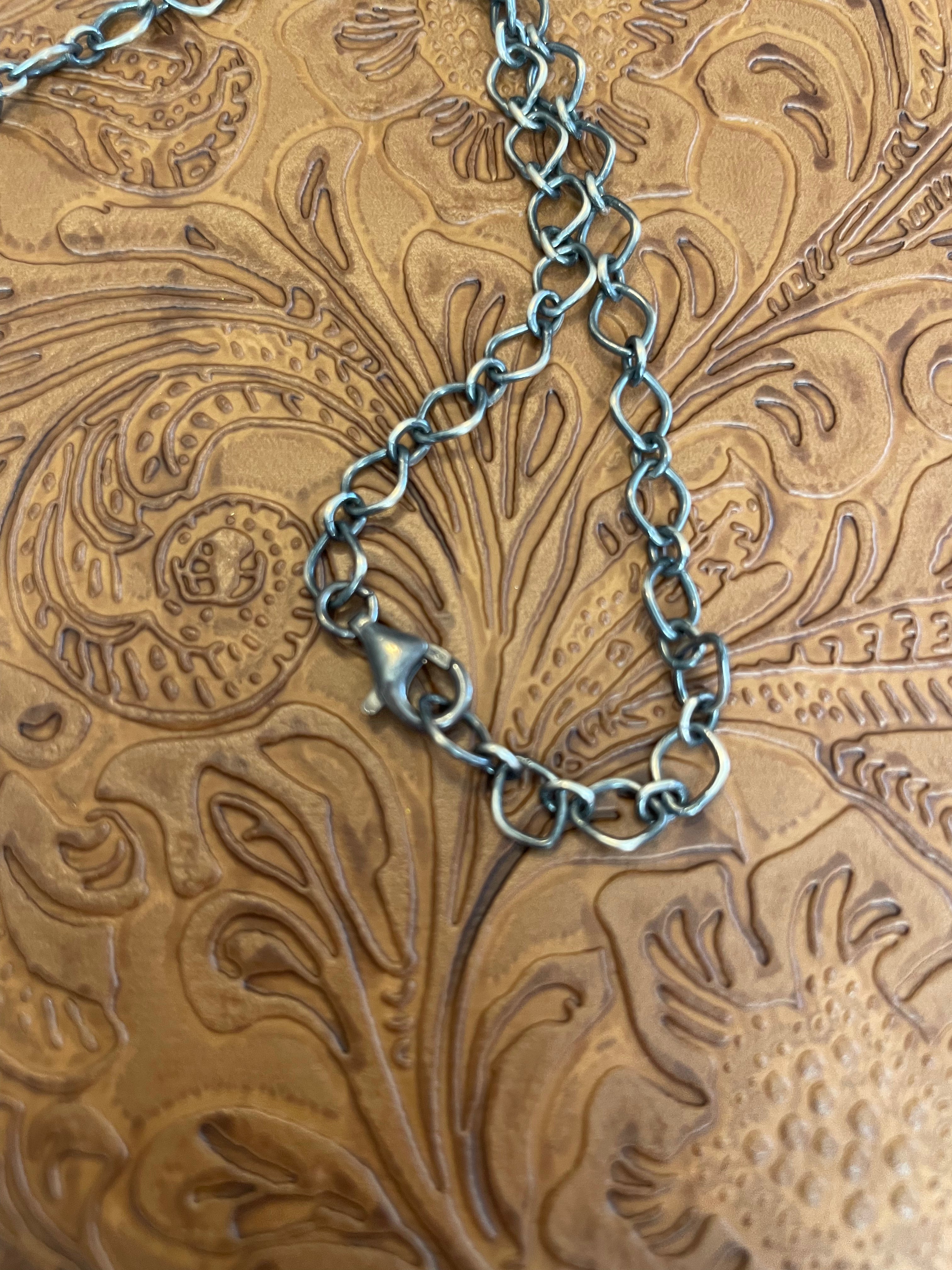 Navajo Royston & Carico Turquoise Sterling Silver Cluster Necklace by Sheila Becenti