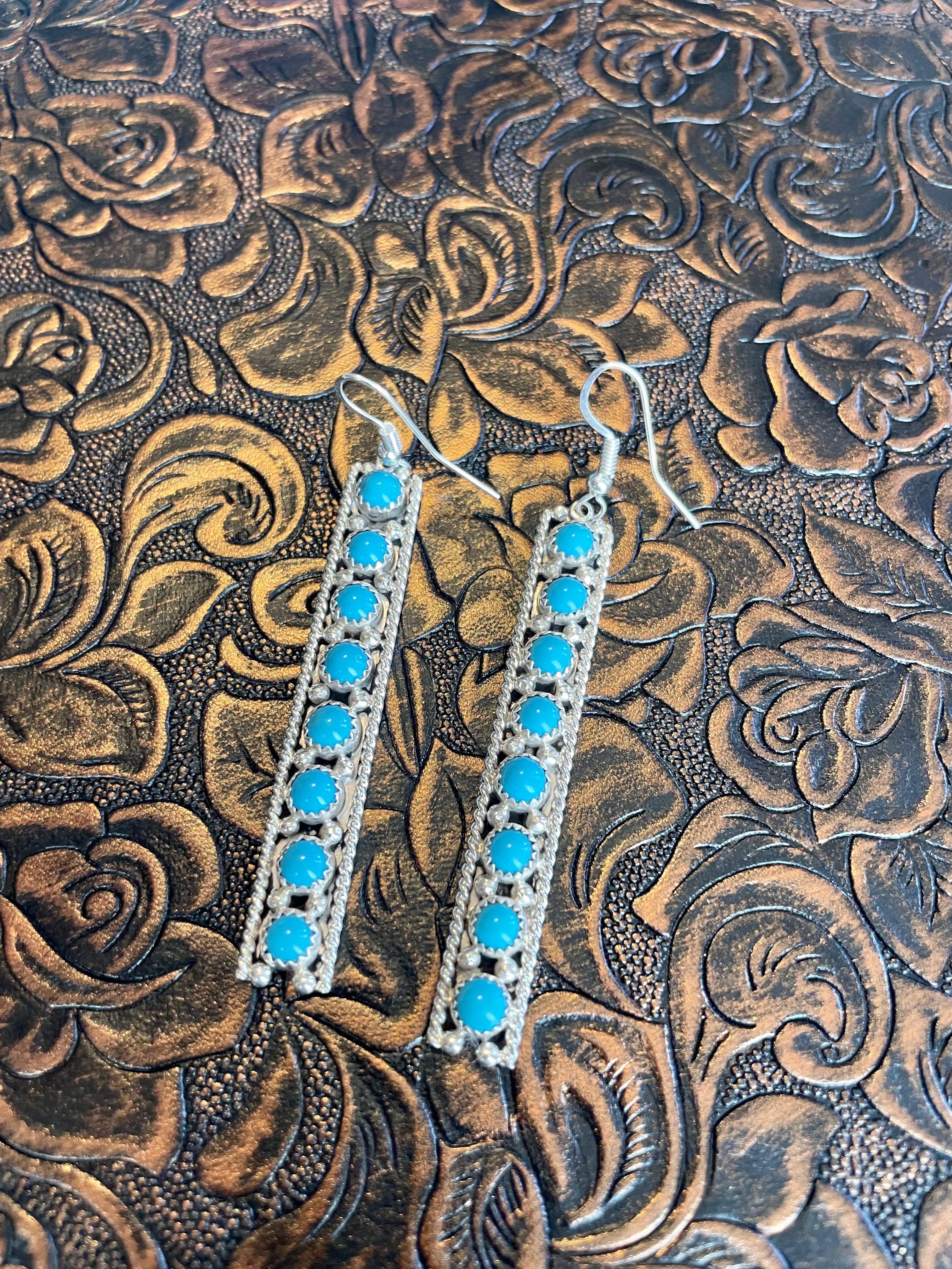 Handcrafted Sterling Silver & Turquoise Dangle Earrings