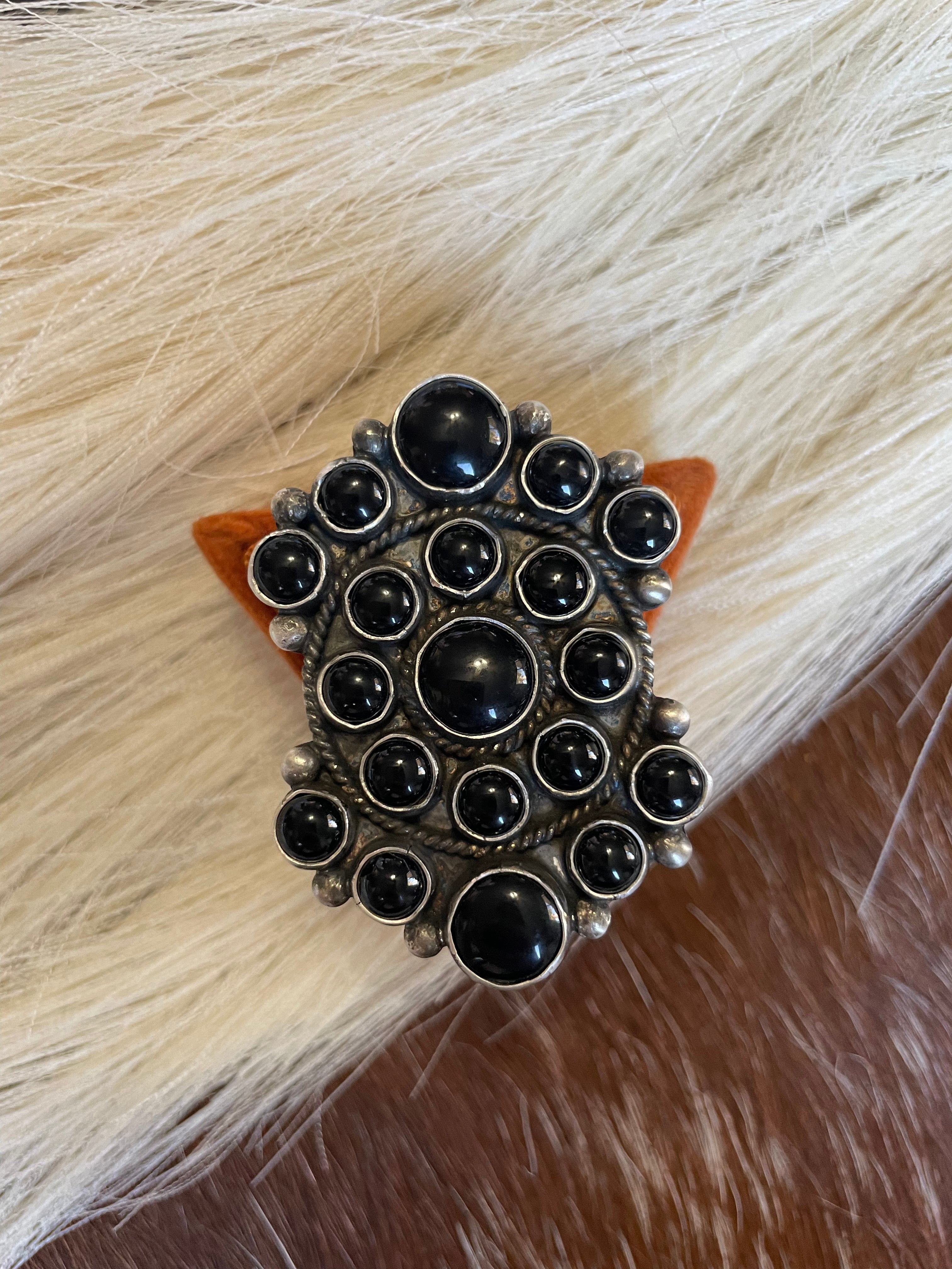 Handcrafted Sterling Silver Black Onyx Adjustable Statement Ring