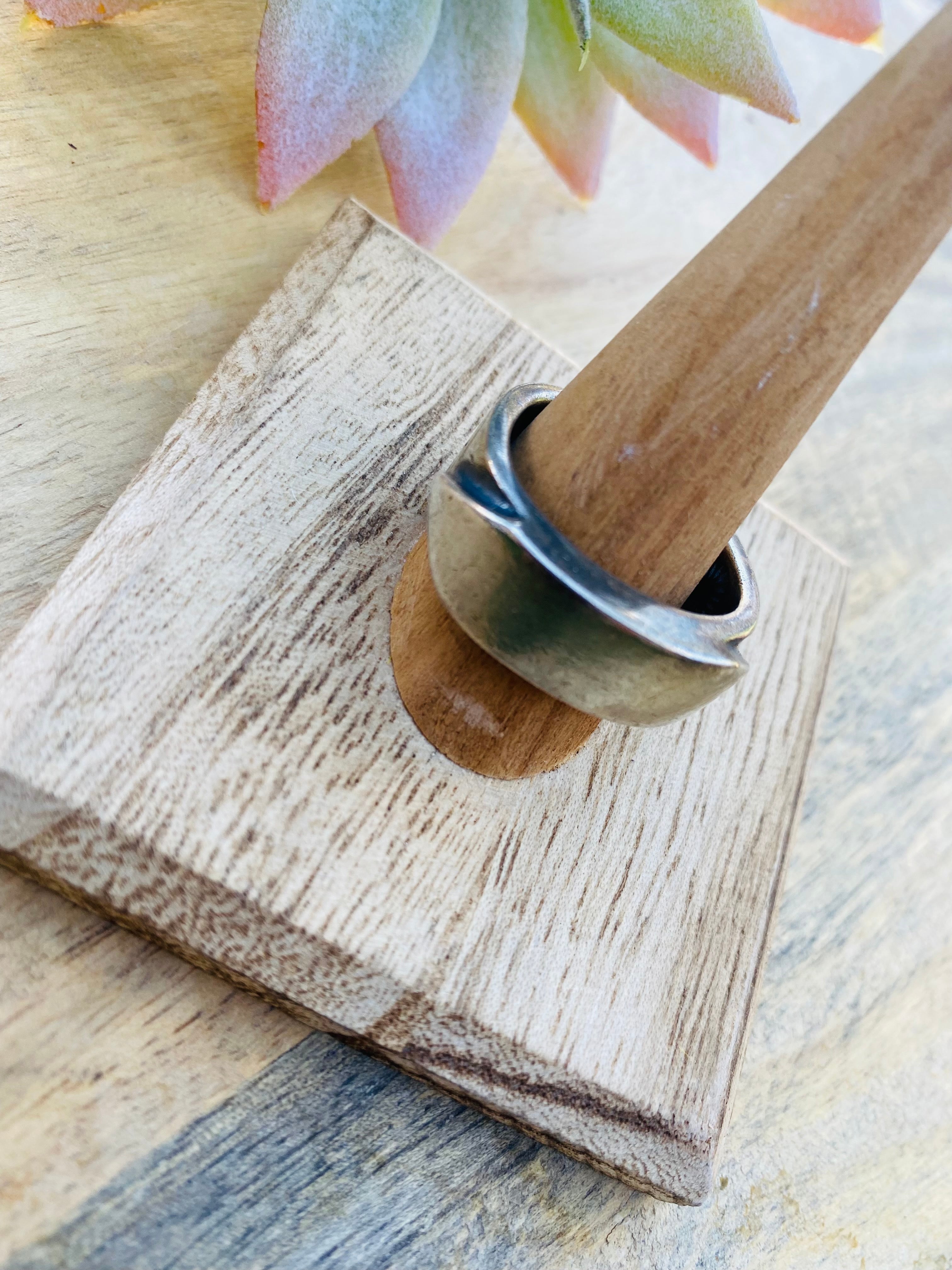 Handcrafted Vintage Sterling Silver Ring Size 11 Signed