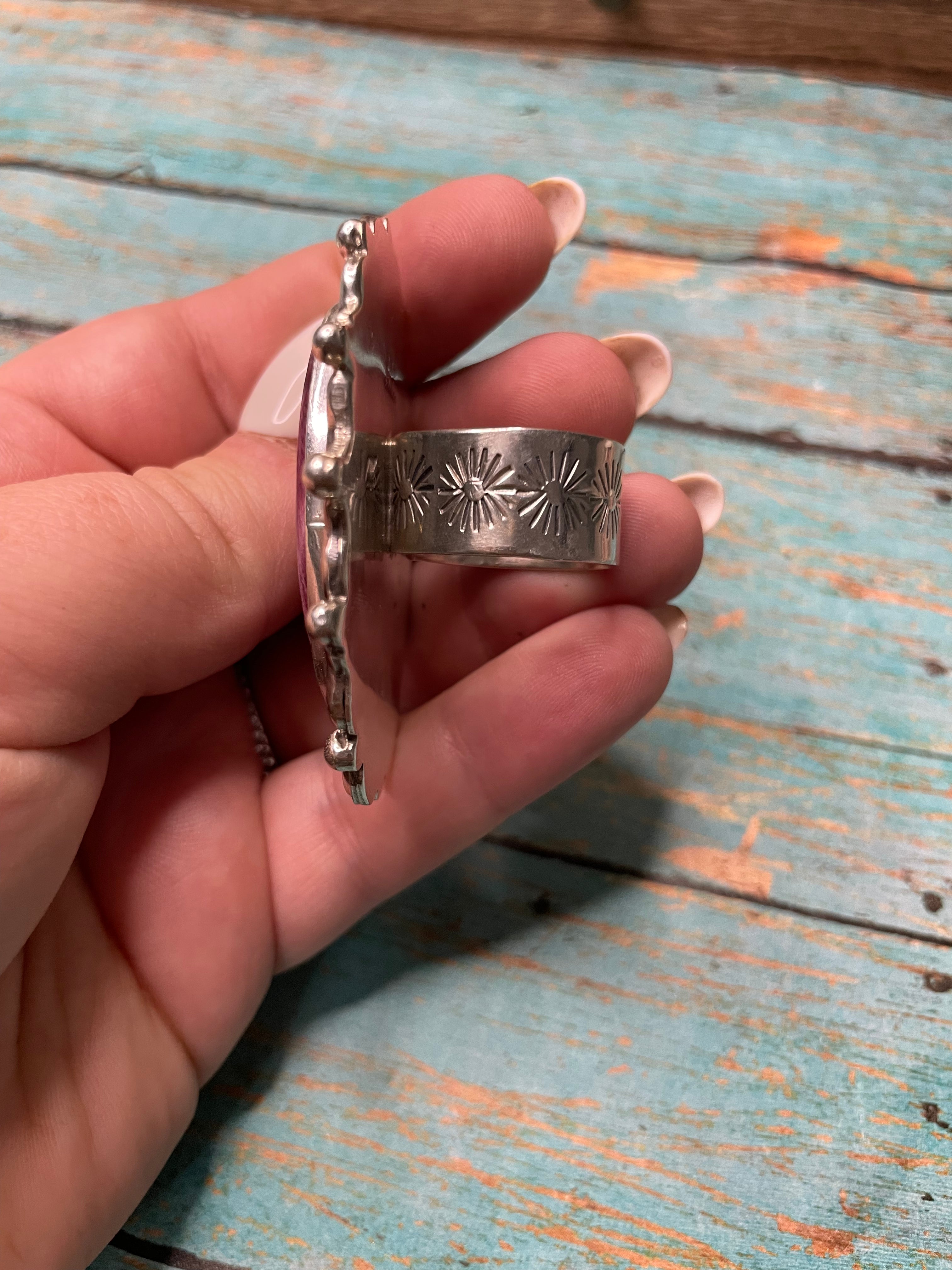 Handcrafted Spiny Sterling Silver Adjustable Ring Signed