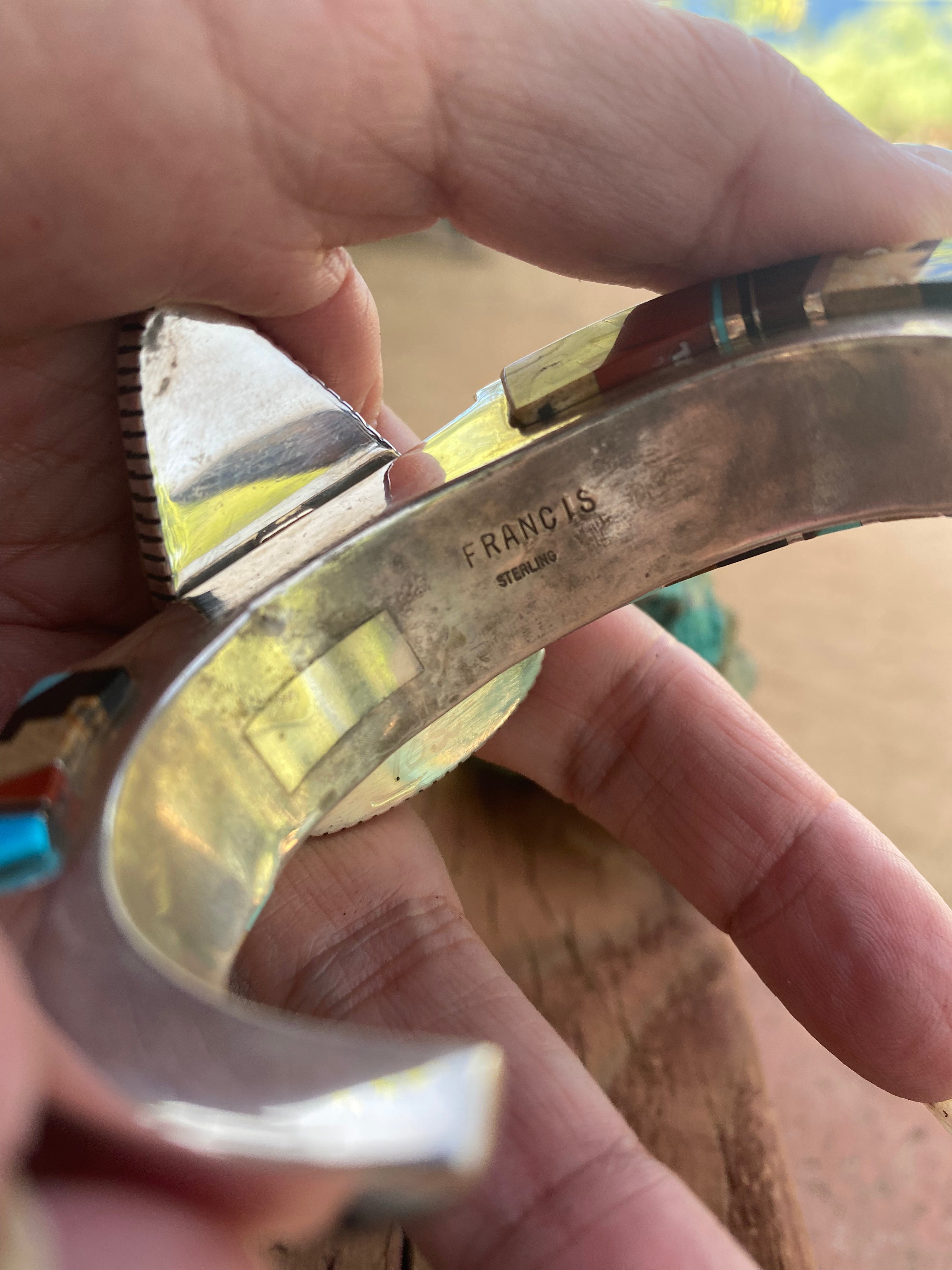 Navajo Multi Stone & Sterling Silver High Rise Inlay Cuff Bracelet by Melvin Francis /