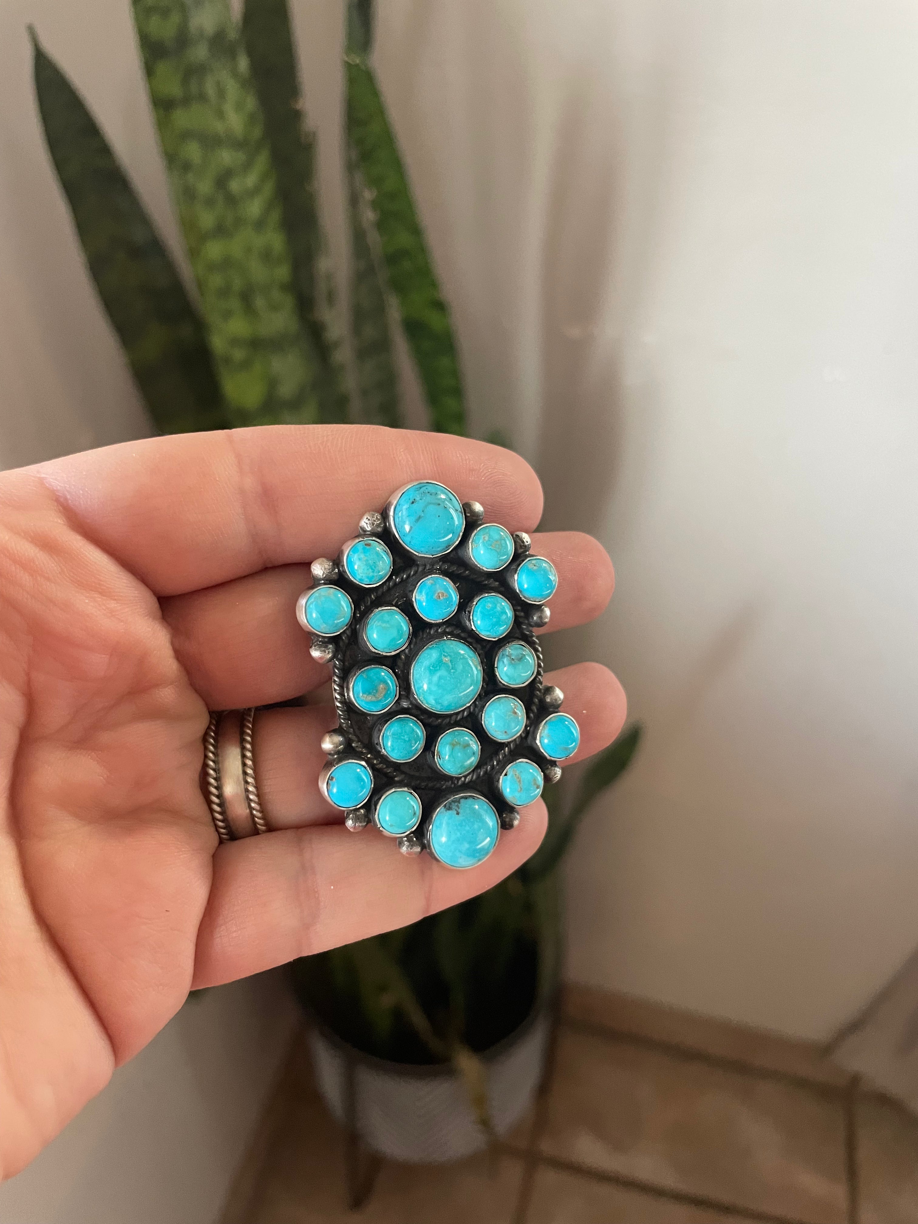 Handcrafted Sterling Silver & Turquoise Adjustable Ring