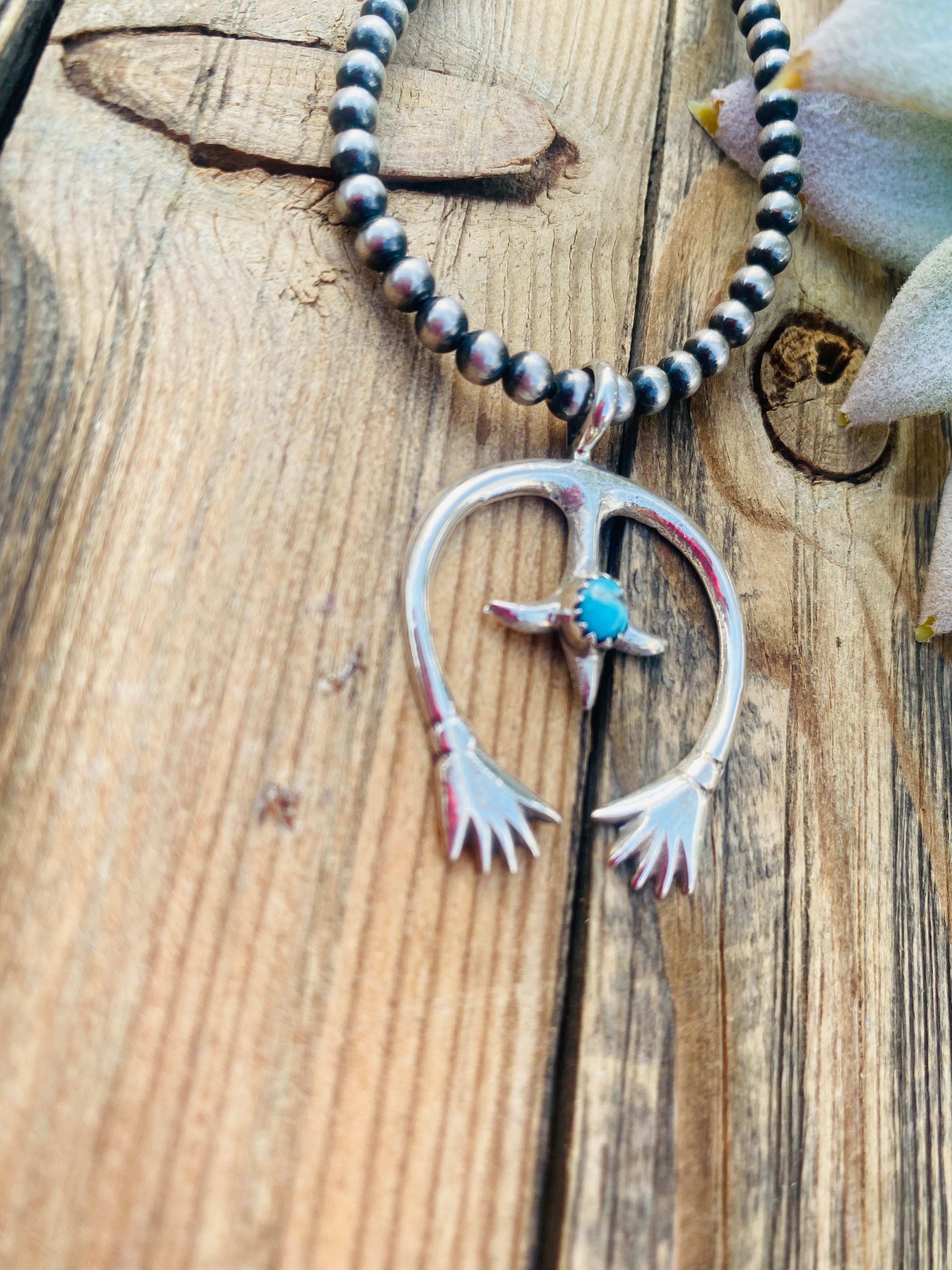 Handcrafted Sterling Silver & Turquoise Naja Pendant