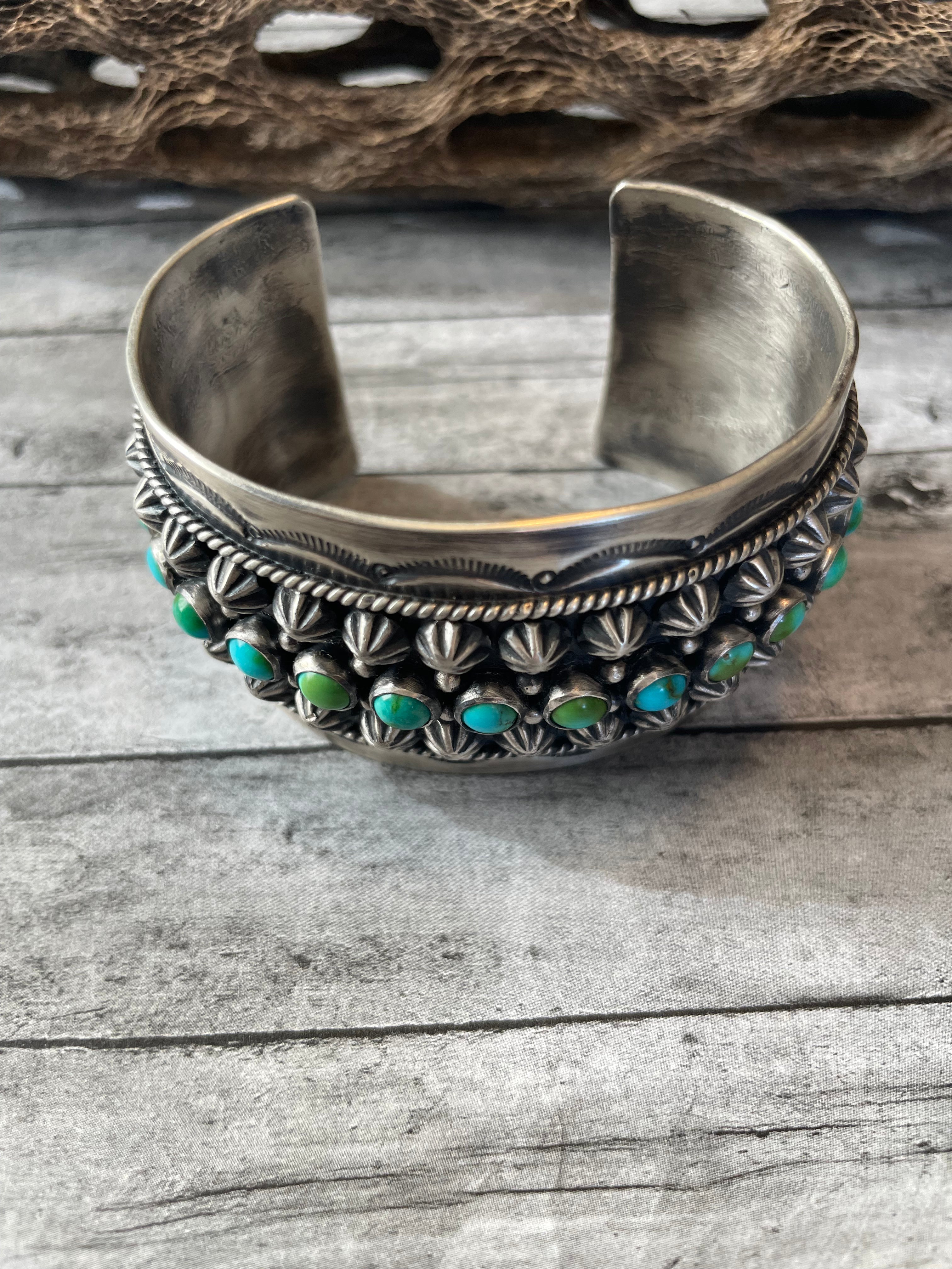 Navajo Sterling Sonoran Mountain Turquoise Cuff Bracelet by Akee Douglas /