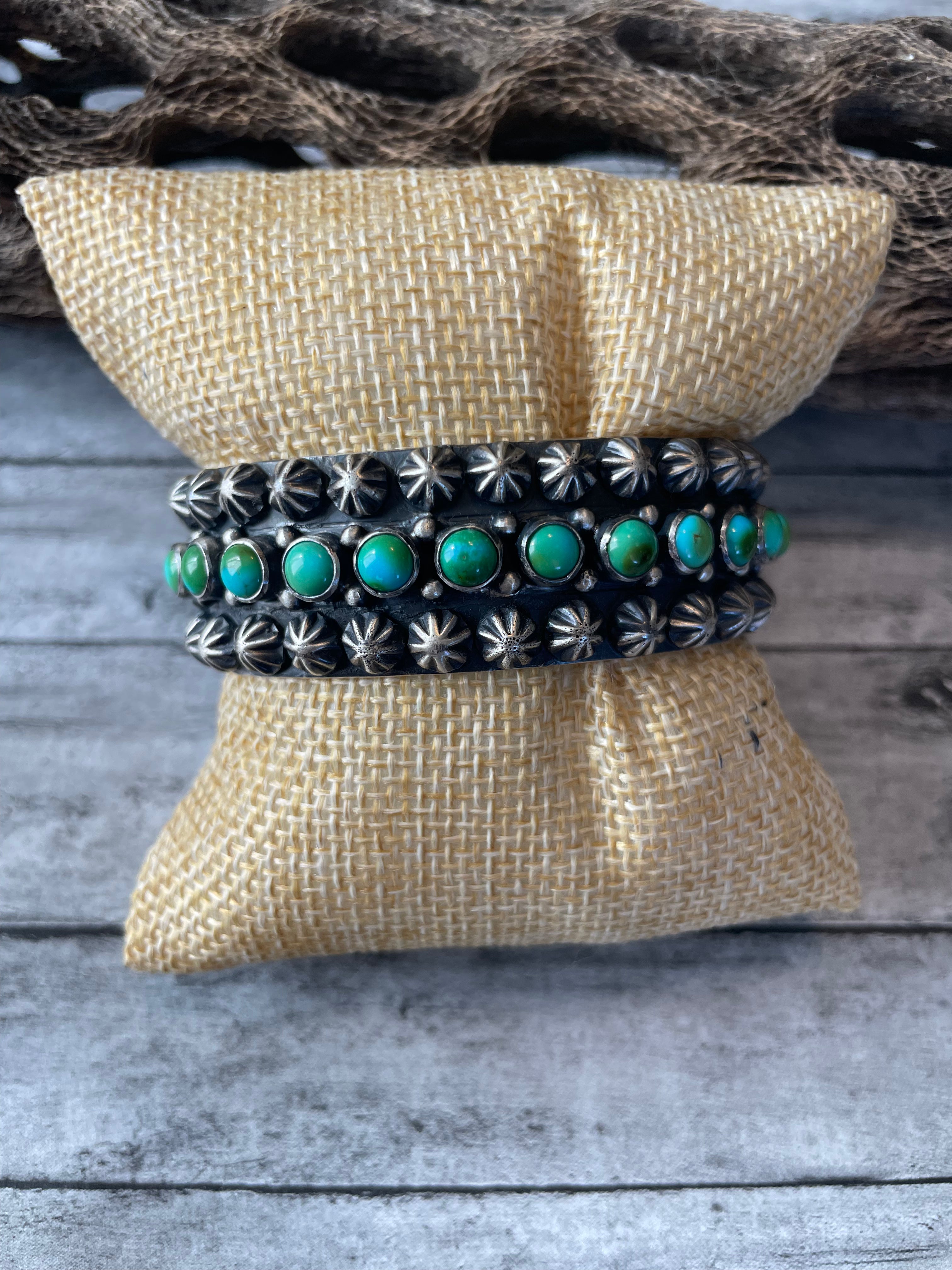 Navajo Sterling Sonoran Mountain Turquoise Cuff Bracelet by Akee Douglas /