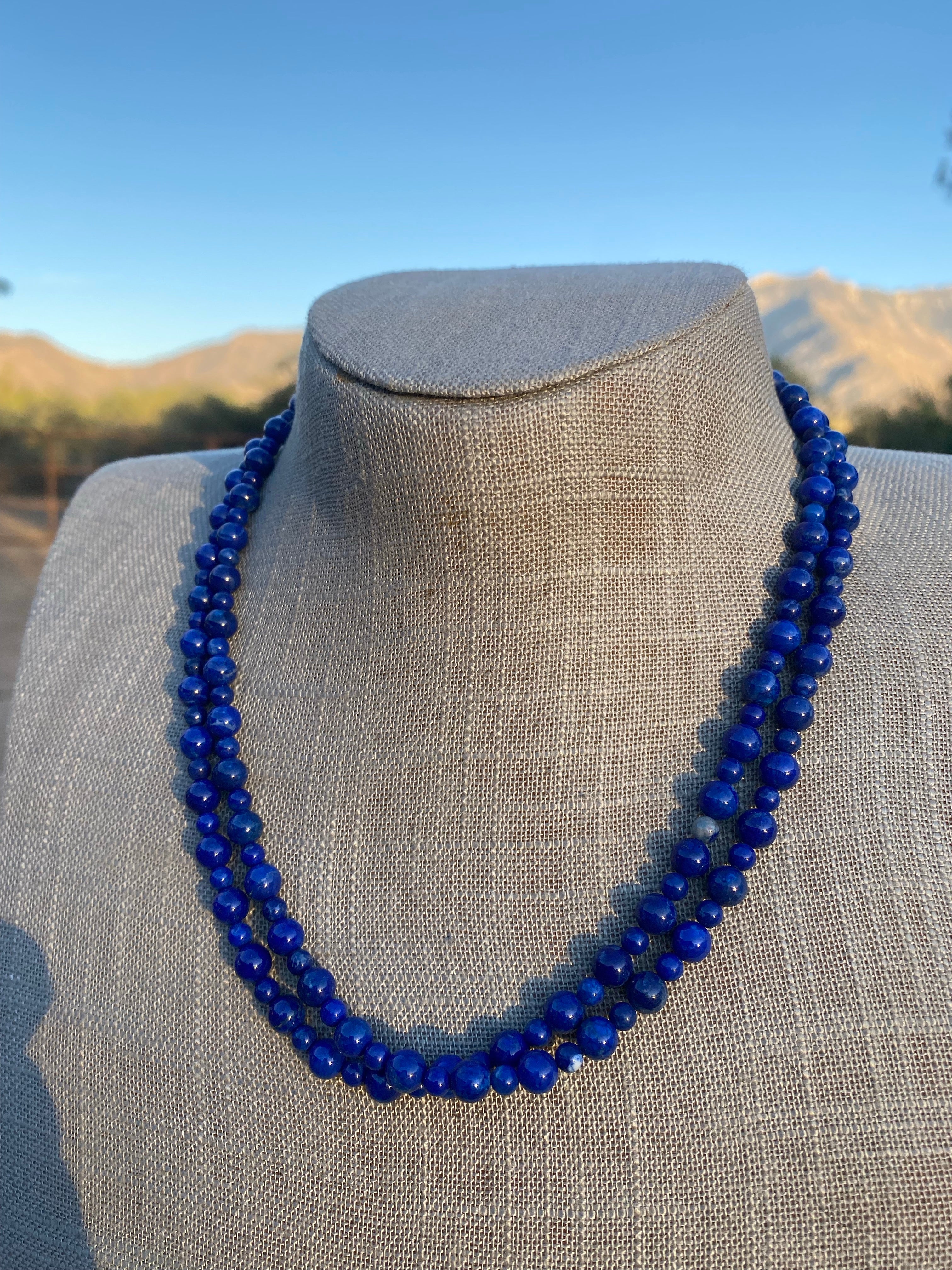 Handcrafted Lapis & Sterling Silver Beaded Necklace