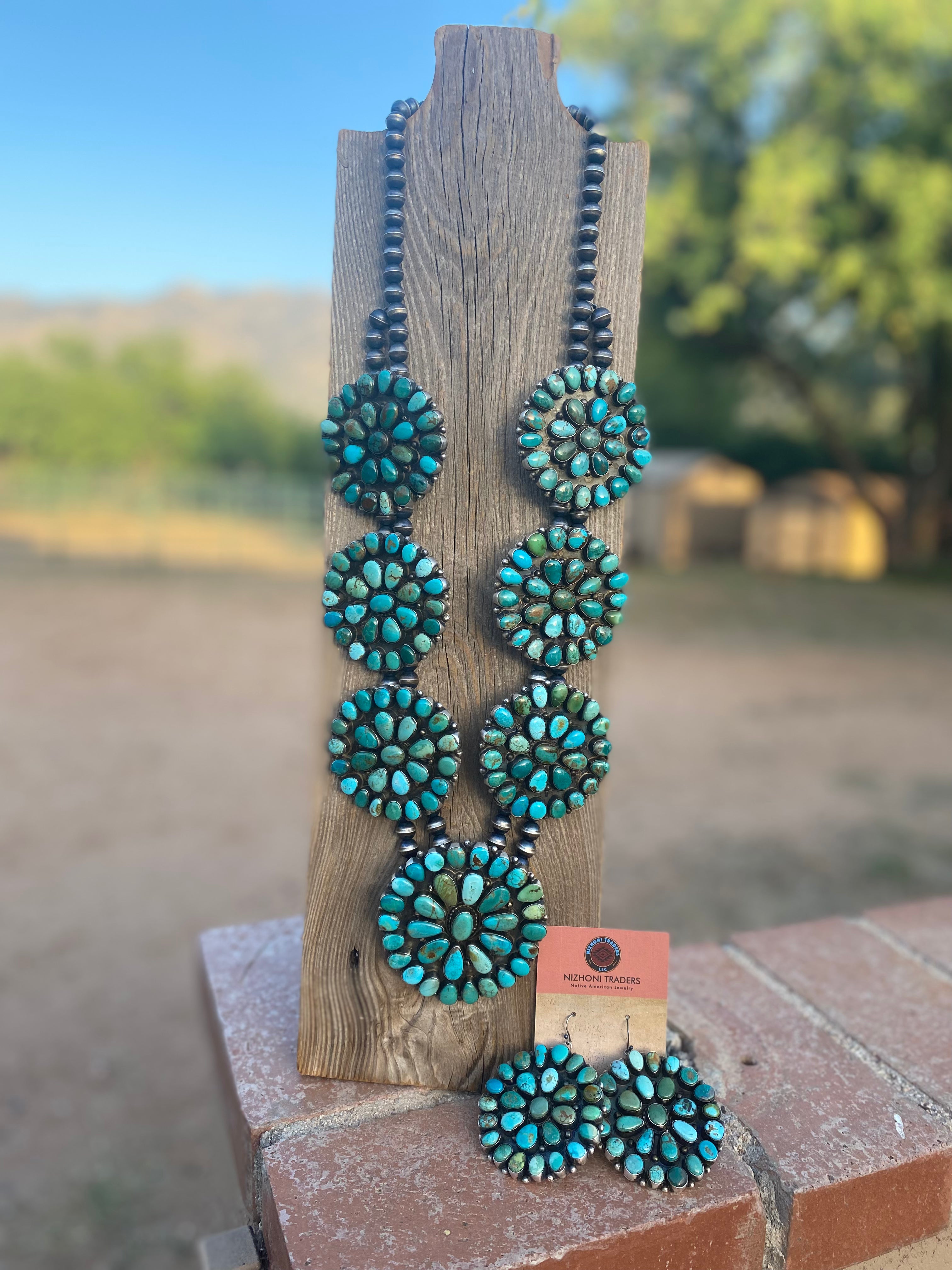 Handcrafted Ella Peters Royston Turquoise Statement Necklace Set