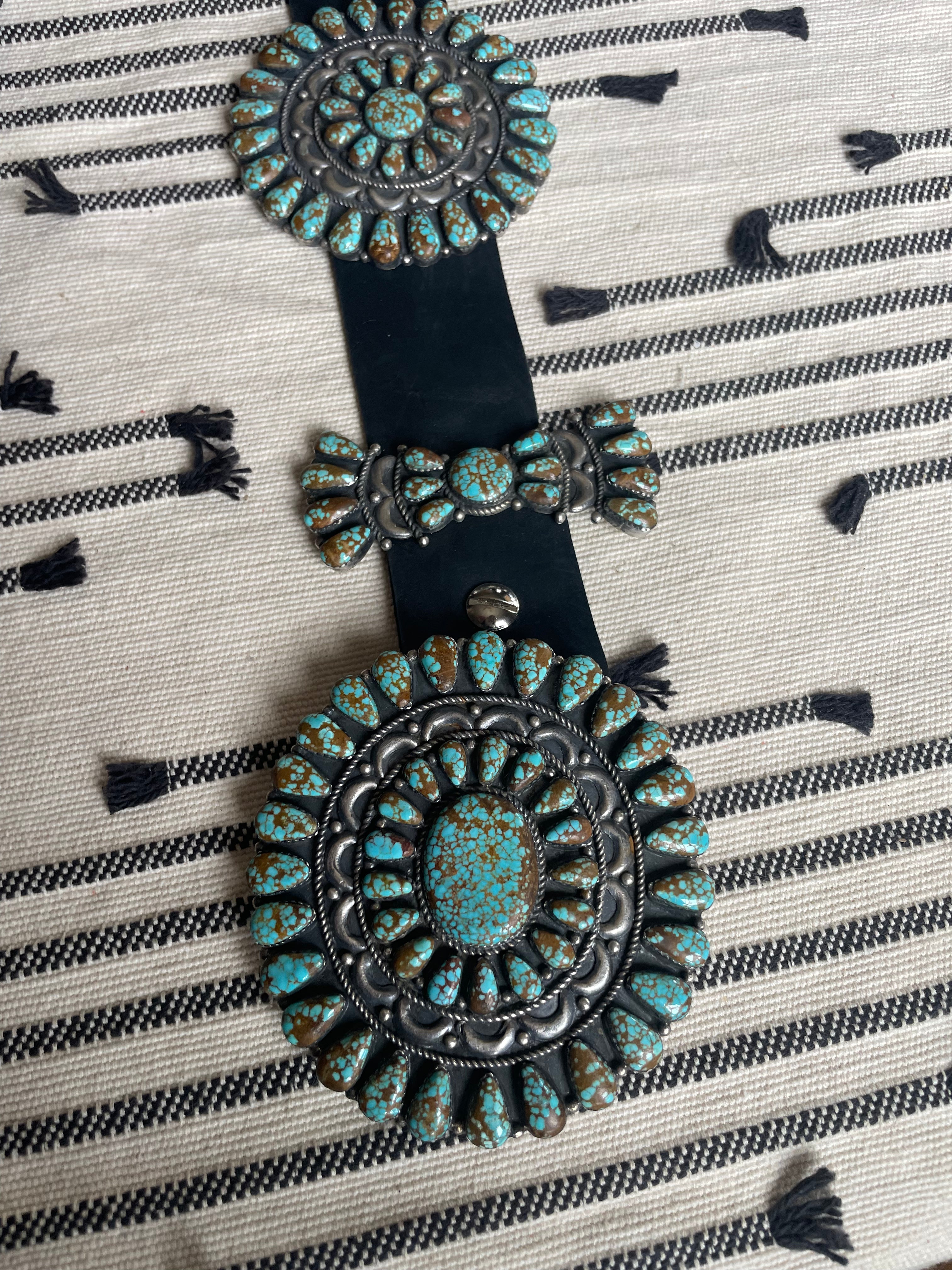 Old Pawn Beautiful Number 8 Turquoise Concho Belt