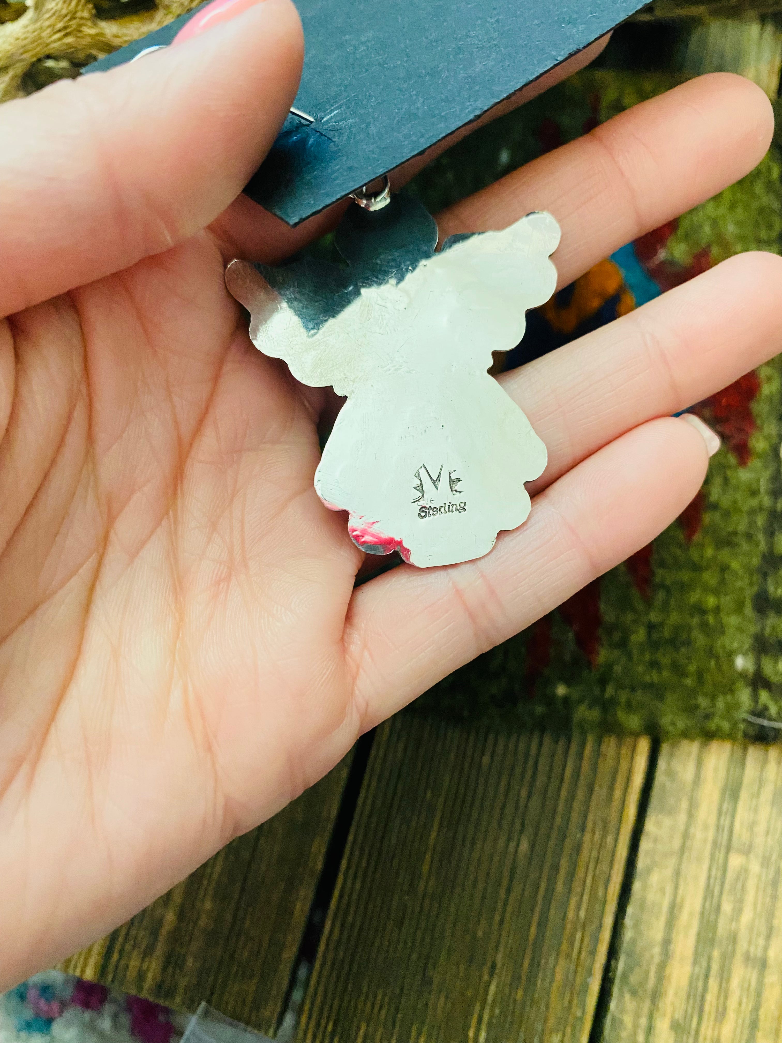 Handcrafted Turquoise & Sterling Silver Angel Dangle Earrings