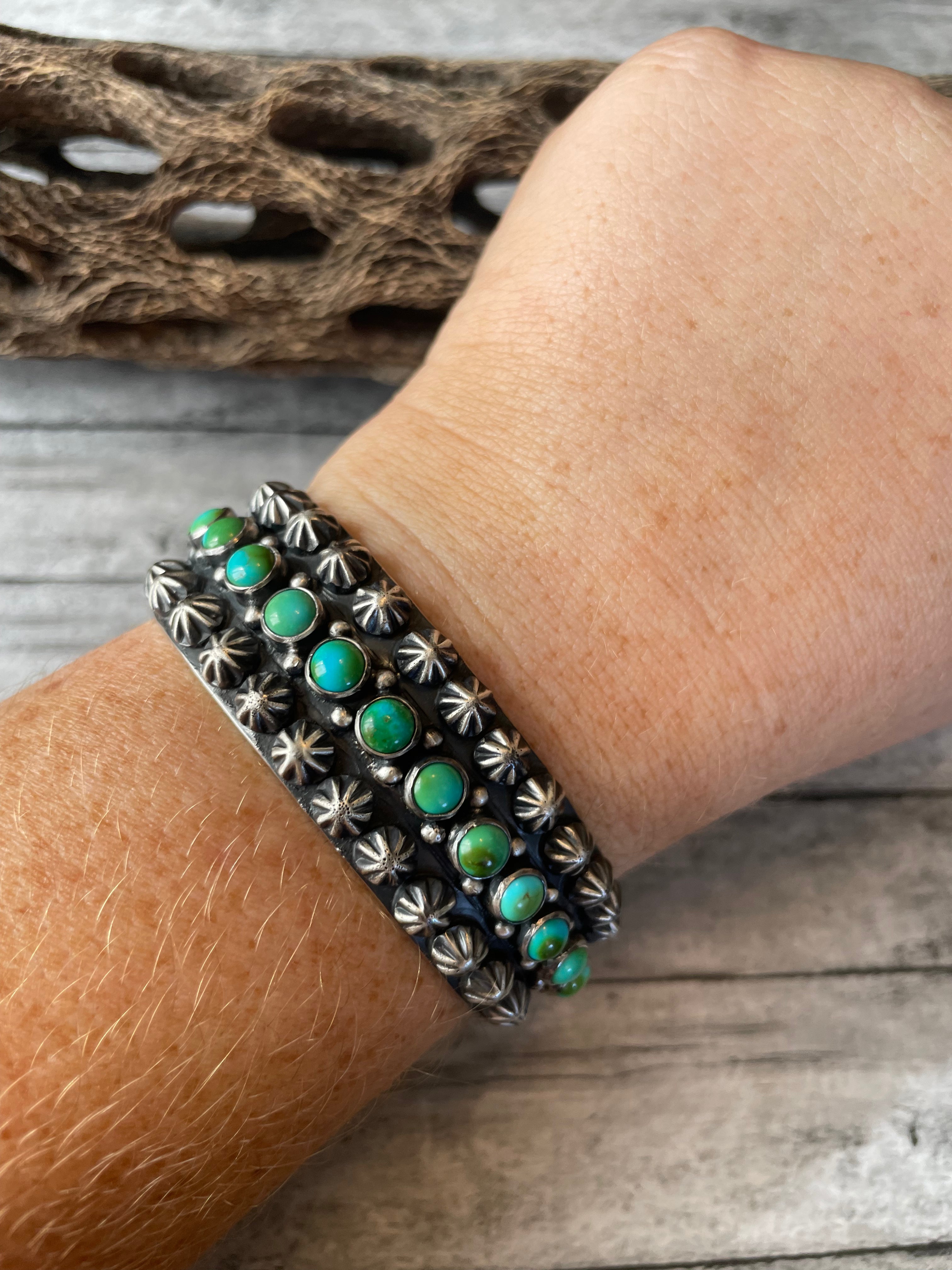 Navajo Sterling Sonoran Mountain Turquoise Cuff Bracelet by Akee Douglas /