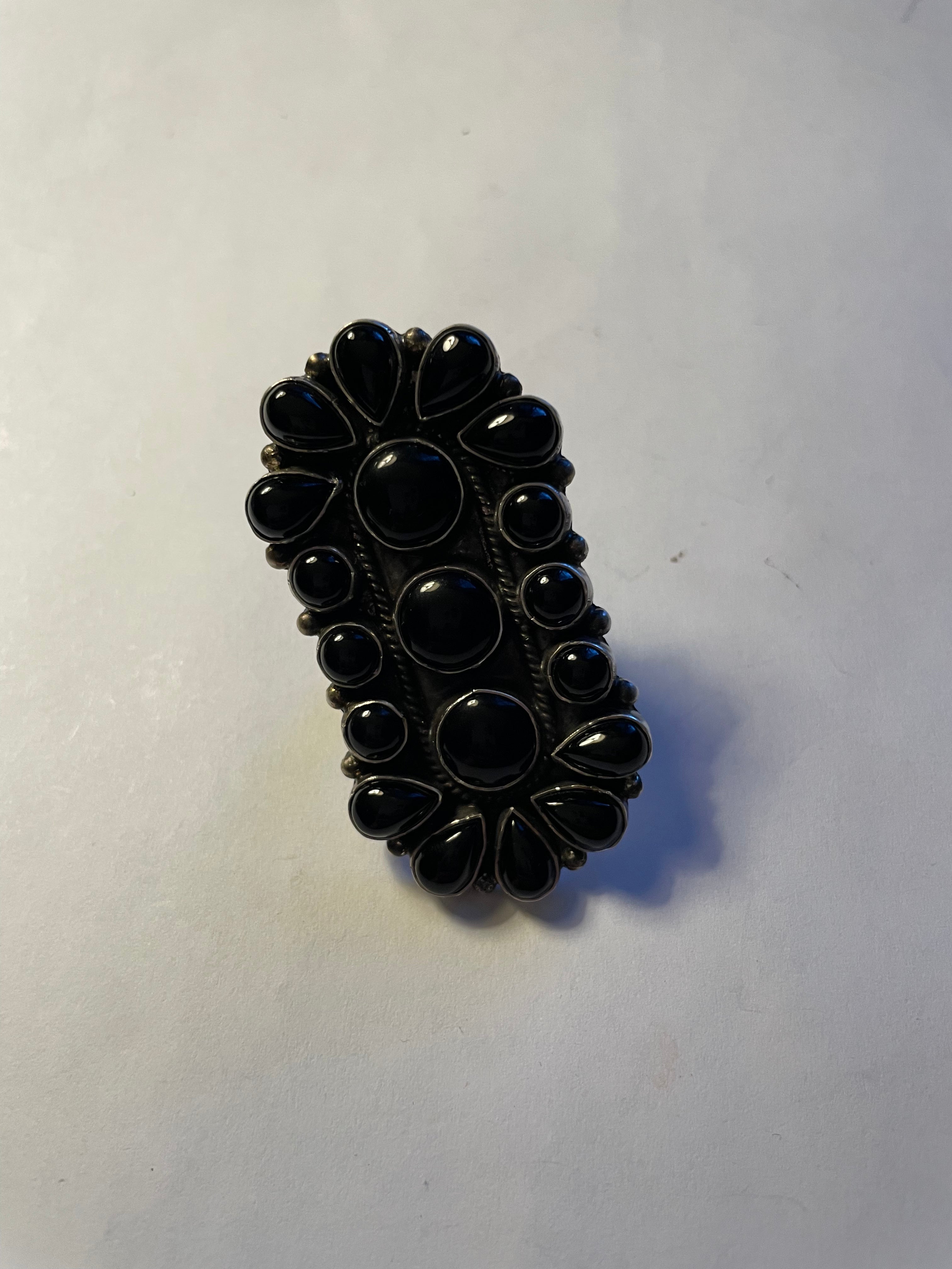 Handcrafted Sterling Silver And Black Onyx Ring Size 7