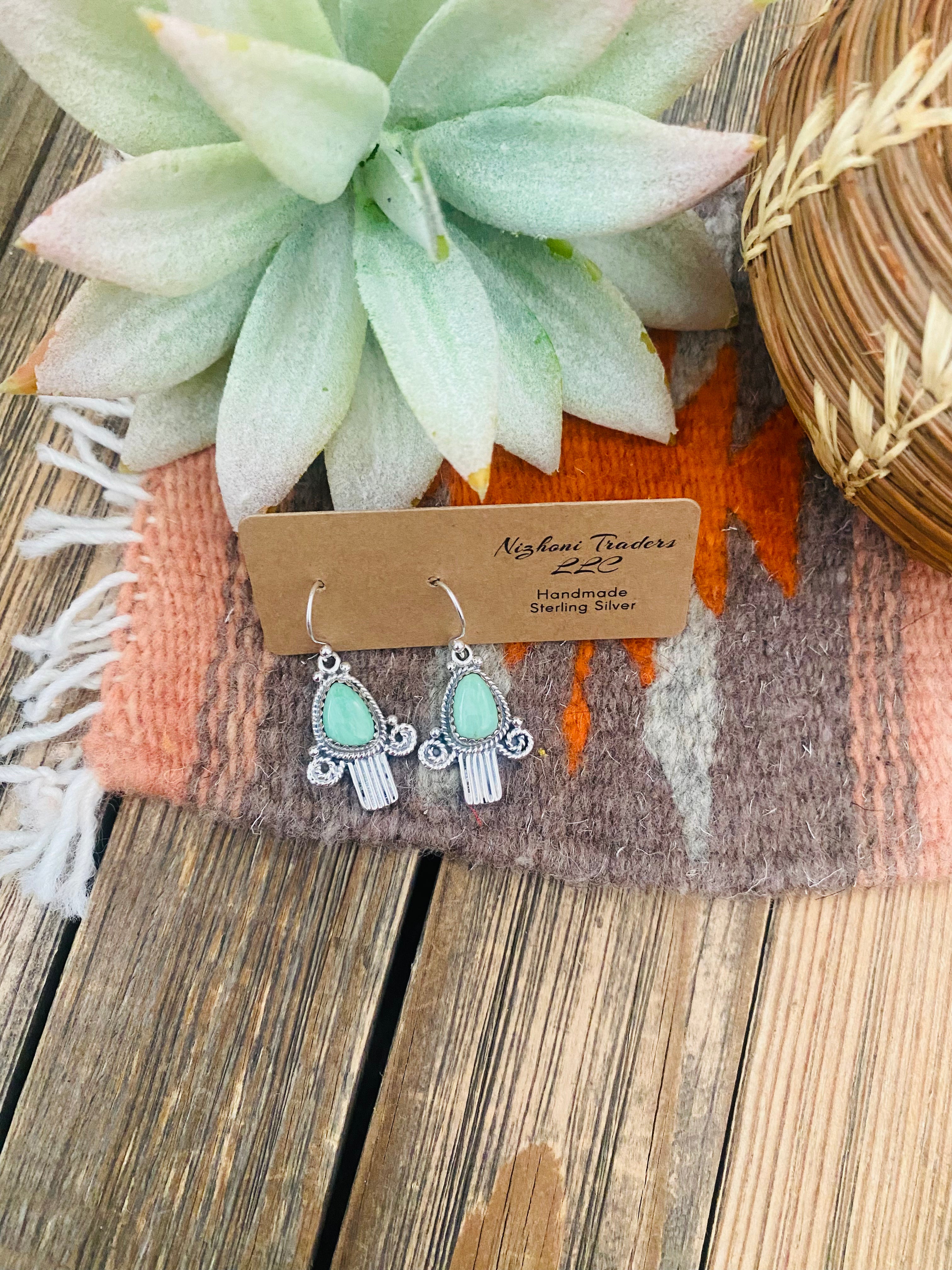 Handmade Turquoise & Sterling Silver Dangle Earrings