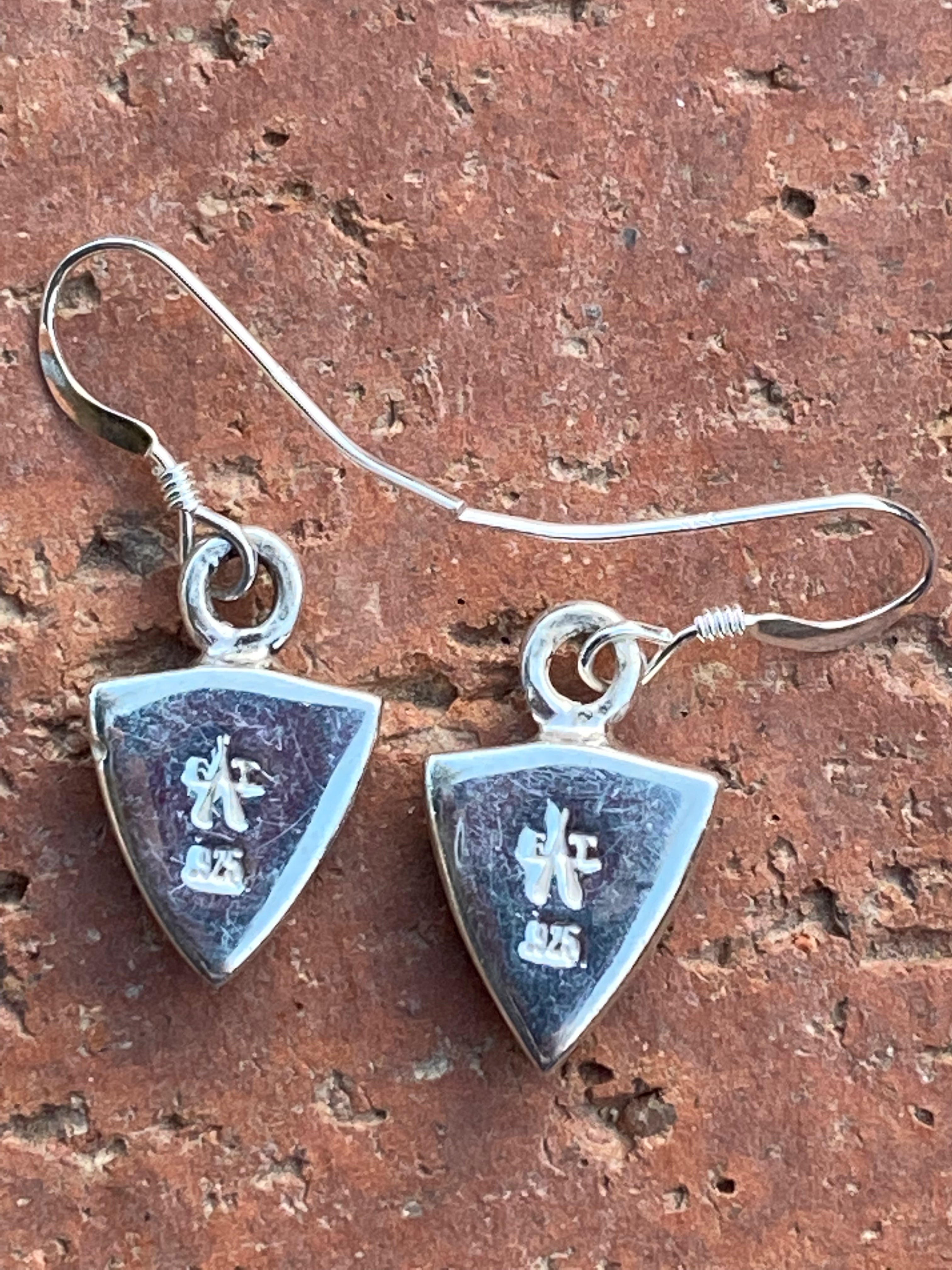 Handcrafted Turquoise Orange Spiny Mini Triangle Drop Earrings