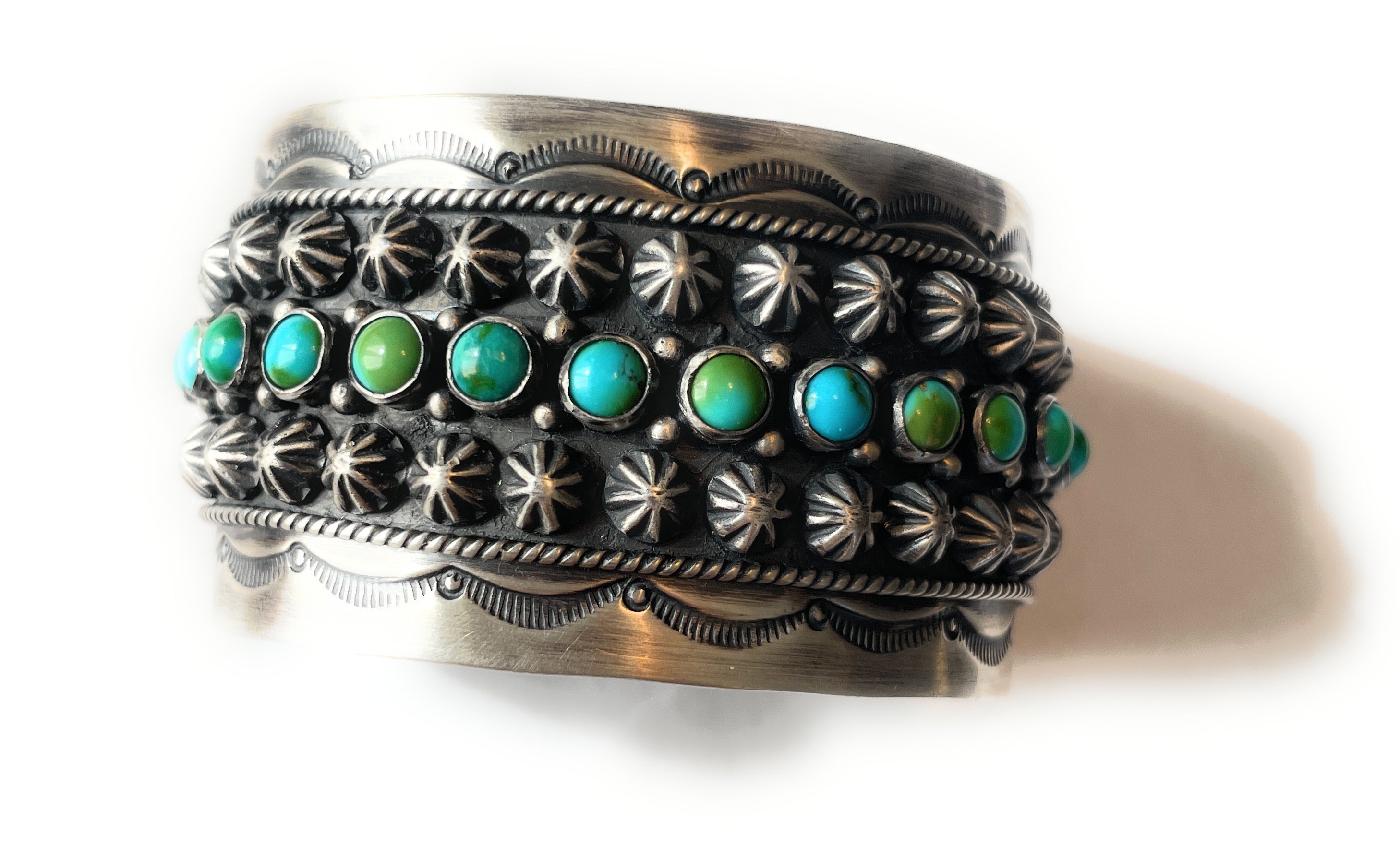 Navajo Sterling Sonoran Mountain Turquoise Cuff Bracelet by Akee Douglas /