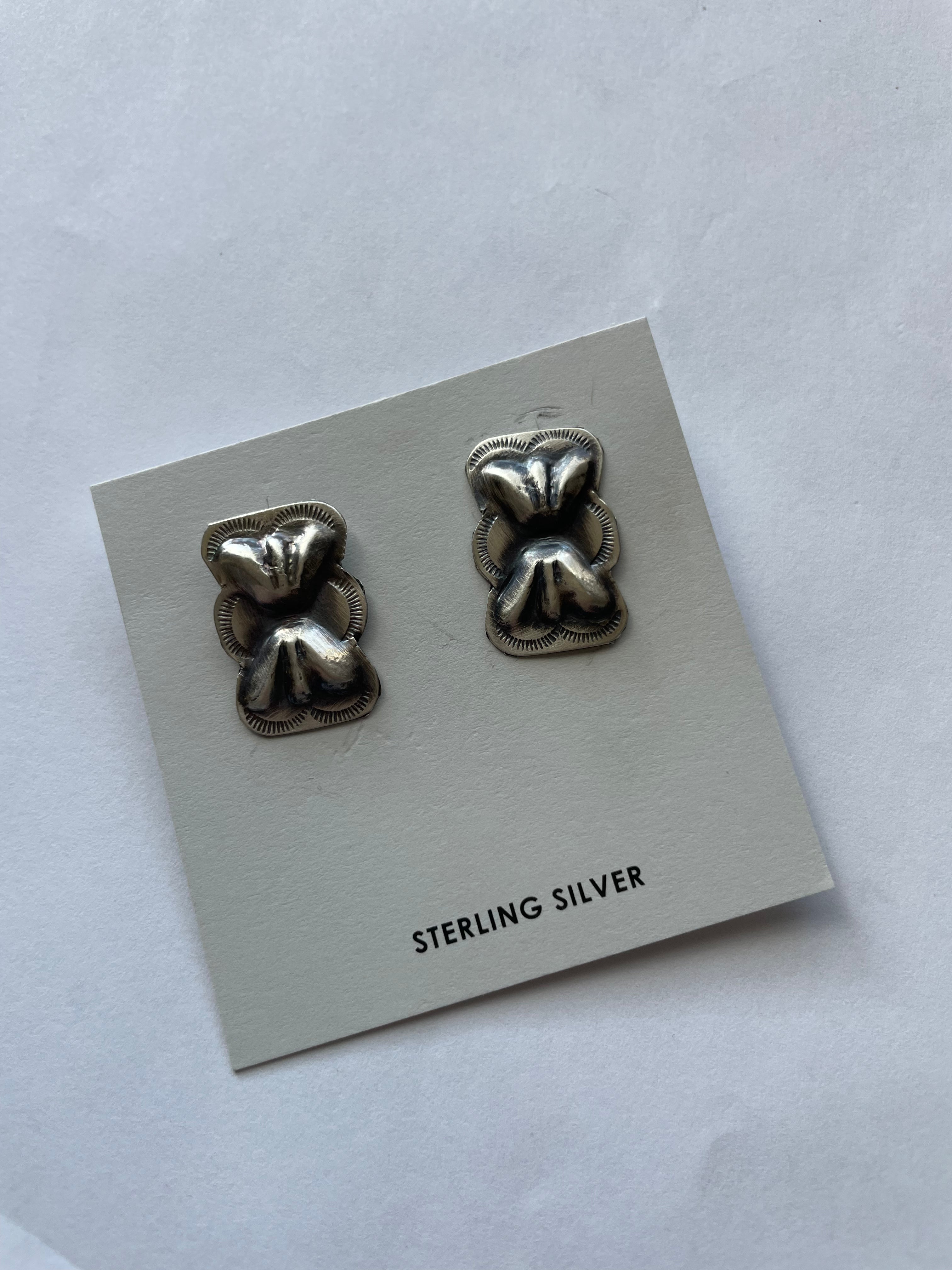 Handcrafted Sterling Silver Bow Tie Concho Earrings