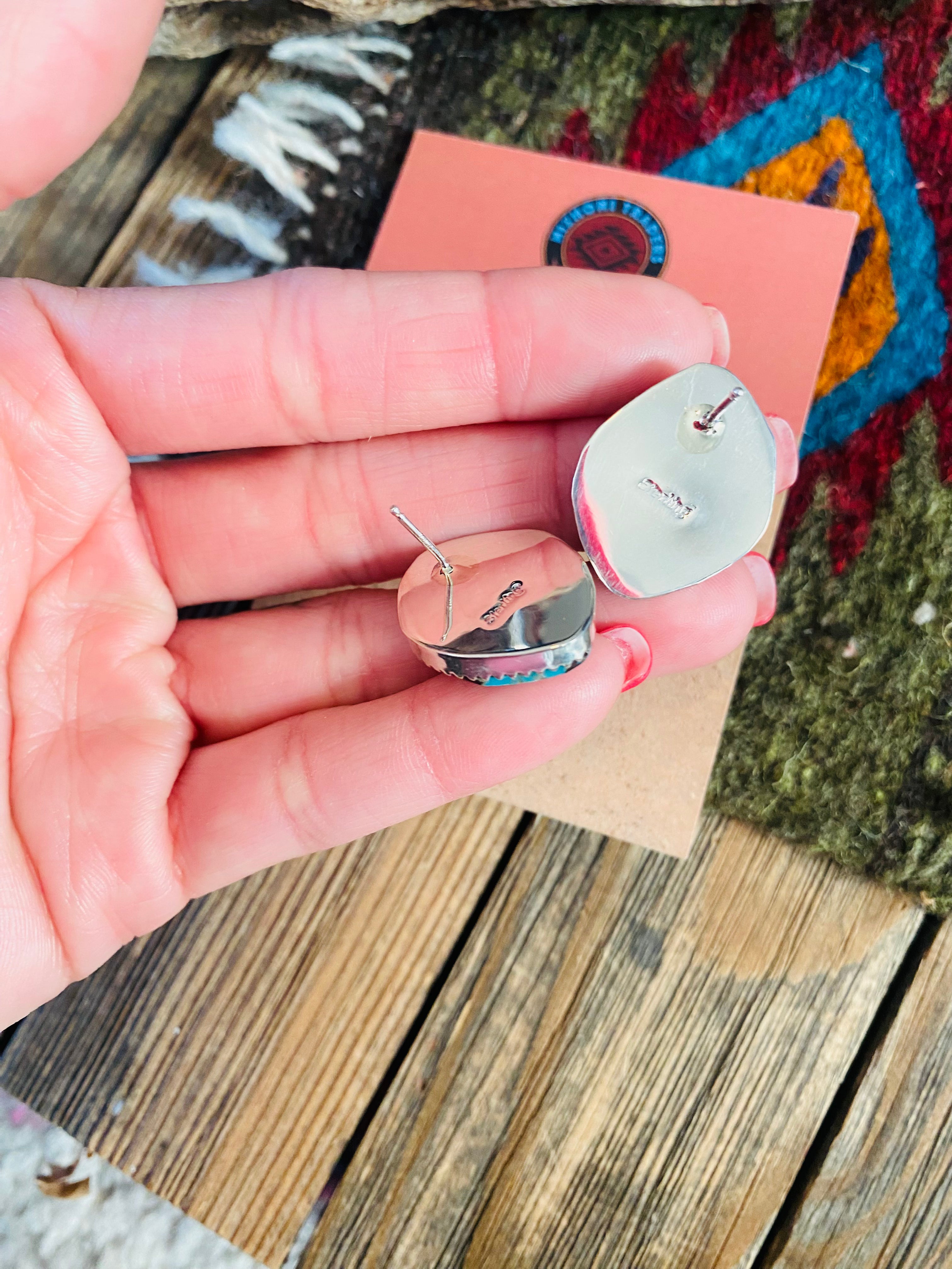 Navajo Turquoise & Sterling Silver Stud Earrings