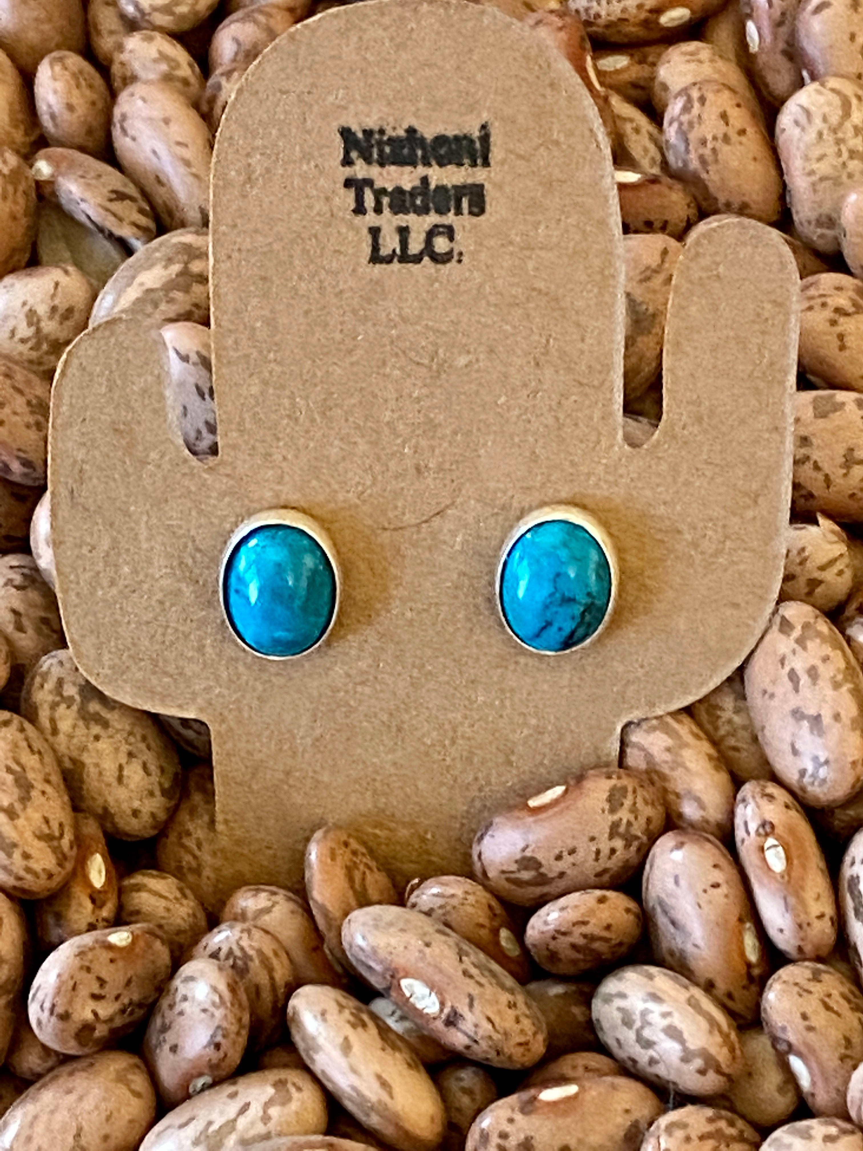 Handcrafted Beautiful Turquoise And Sterling Silver Studs