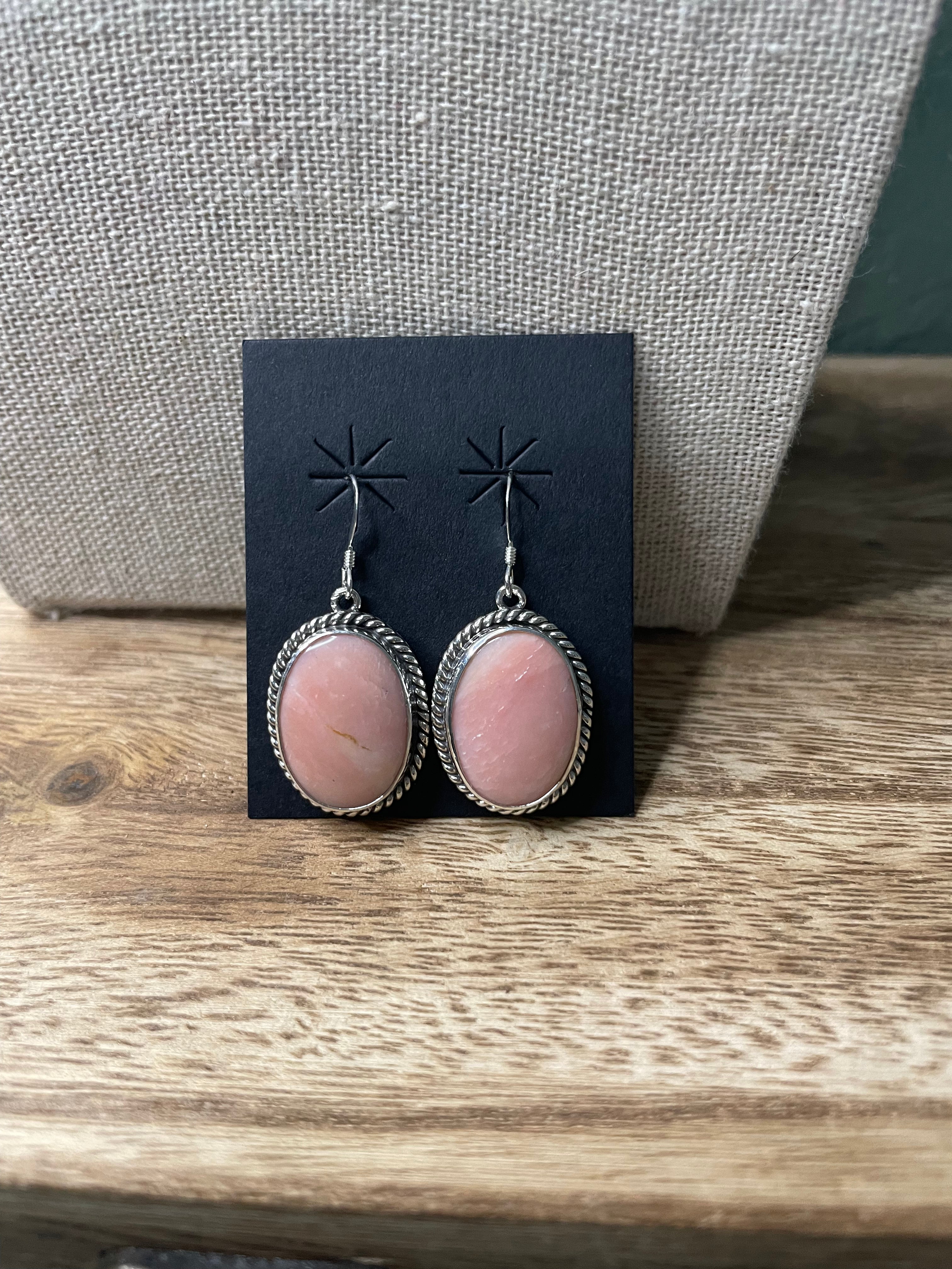 Handcrafted Sterling Silver & Rhodochrosite Stone Dangle Earrings