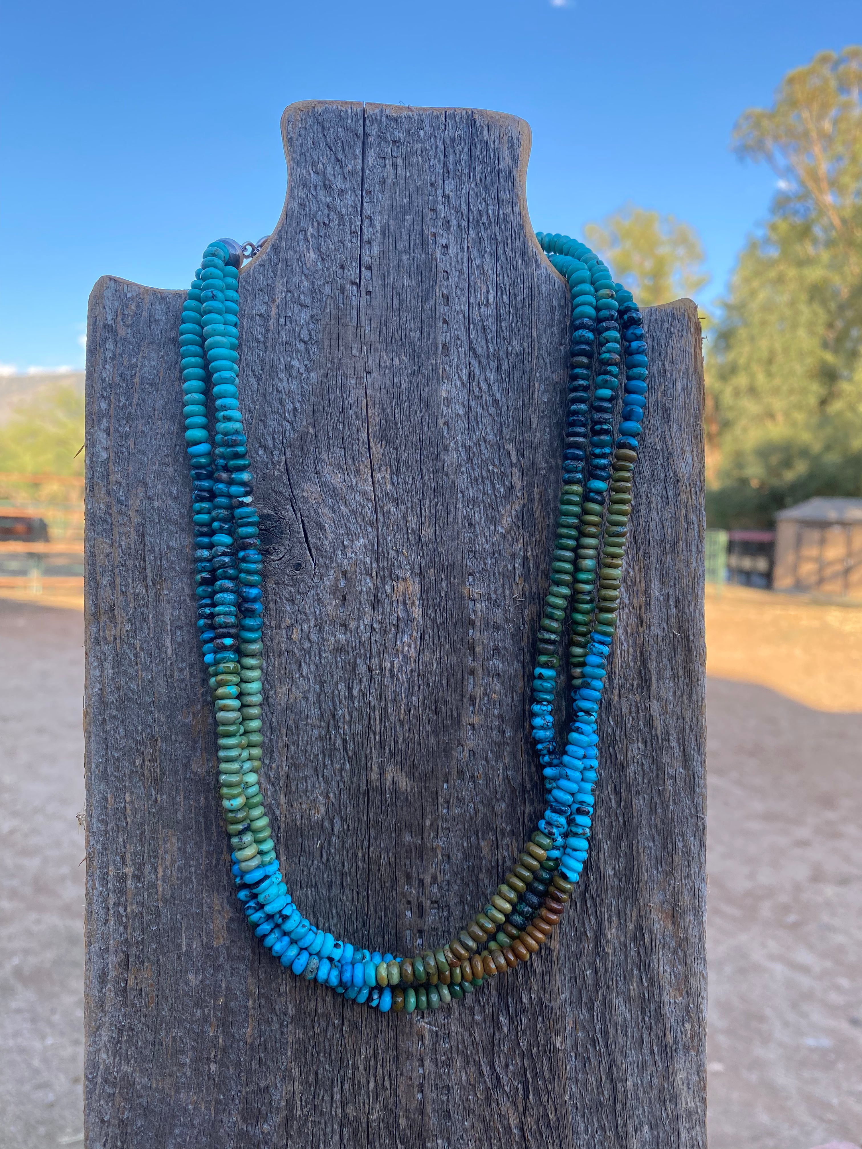 Handcrafted 3 Strand Kingman Turquoise 16-18 inches