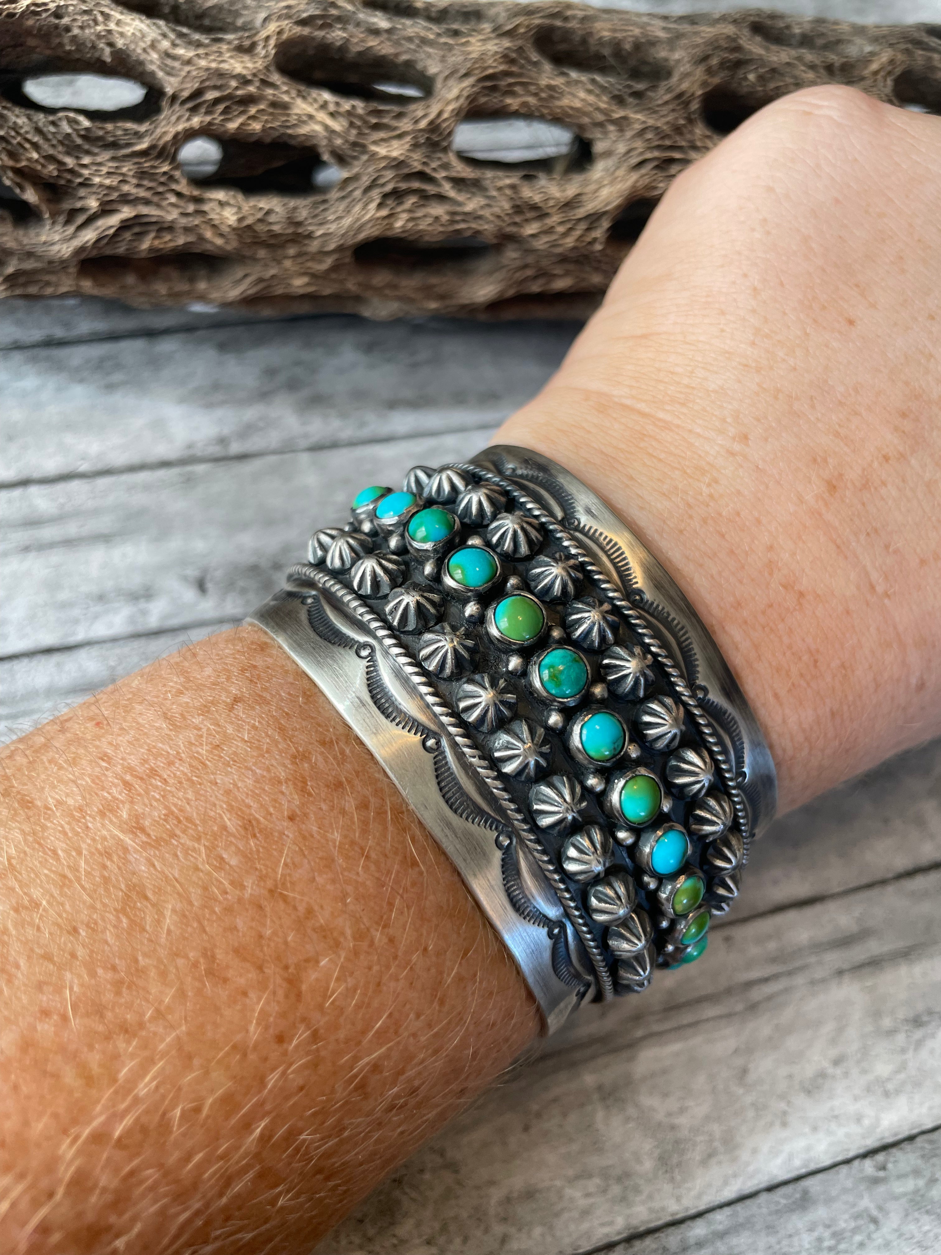 Navajo Sterling Sonoran Mountain Turquoise Cuff Bracelet by Akee Douglas /