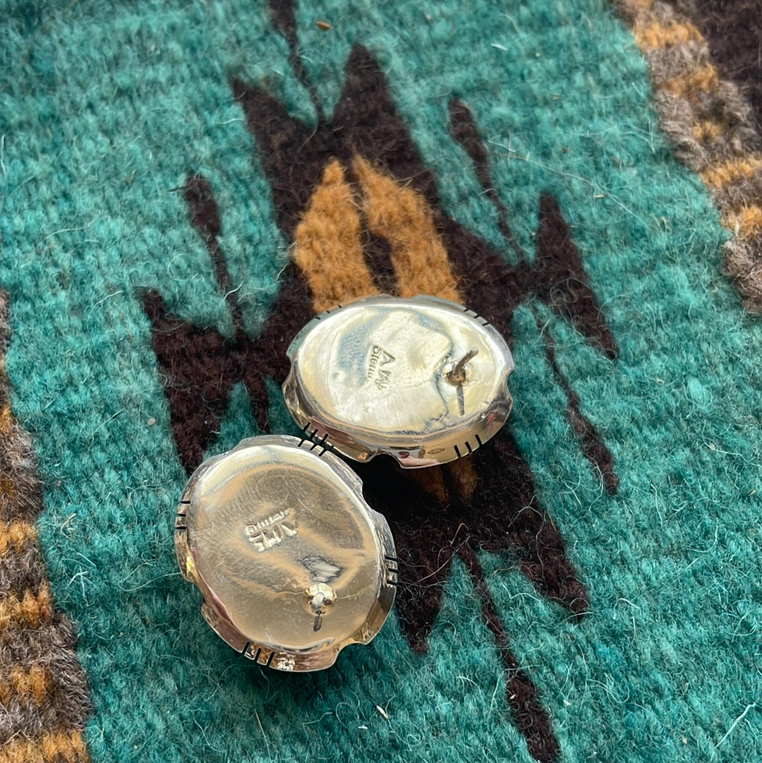 Beautiful Handcrafted Turquoise And Sterling Silver Post Earrings