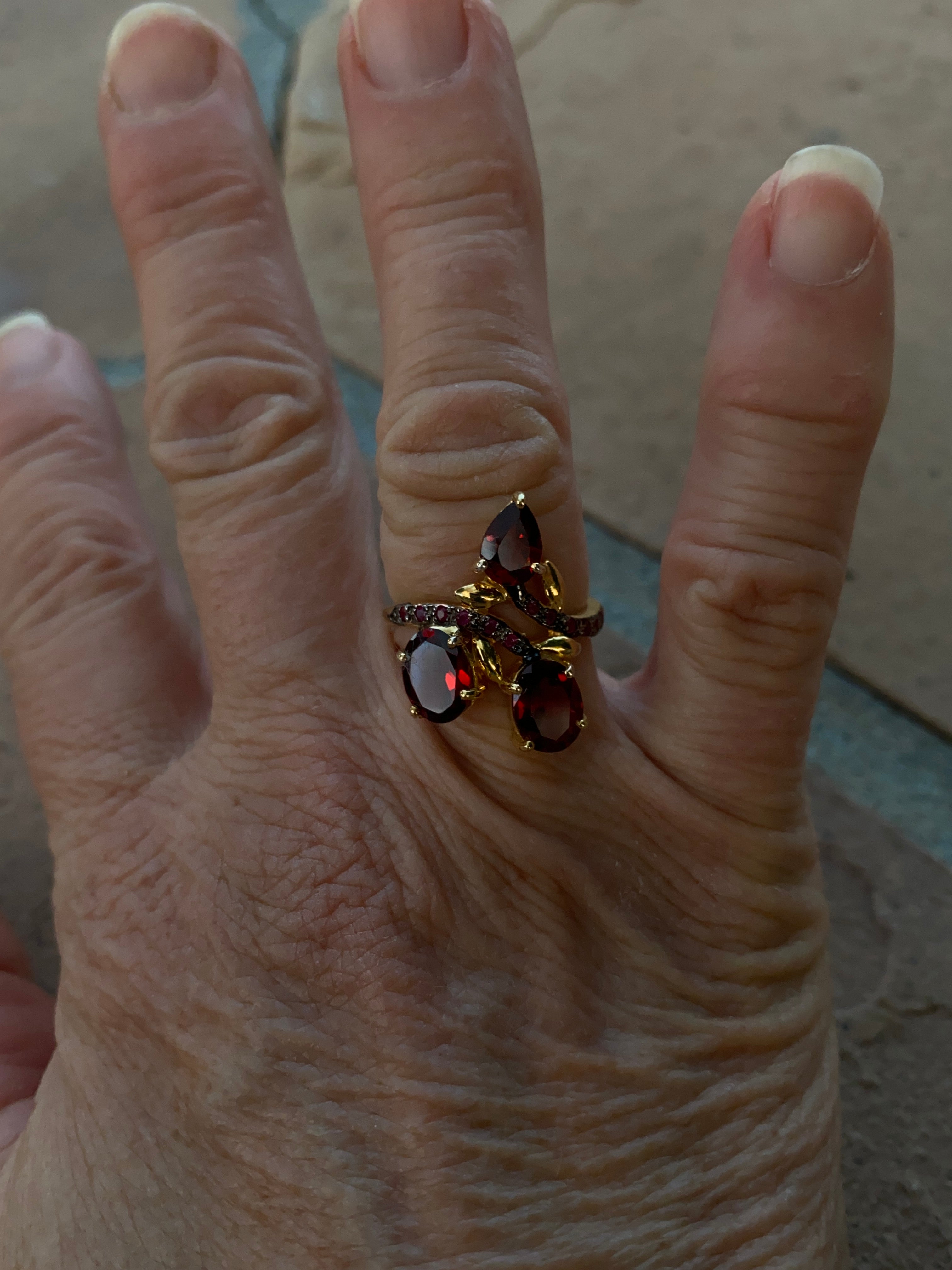 Handcrafted Garnet Ruby Sterling Ring 6
